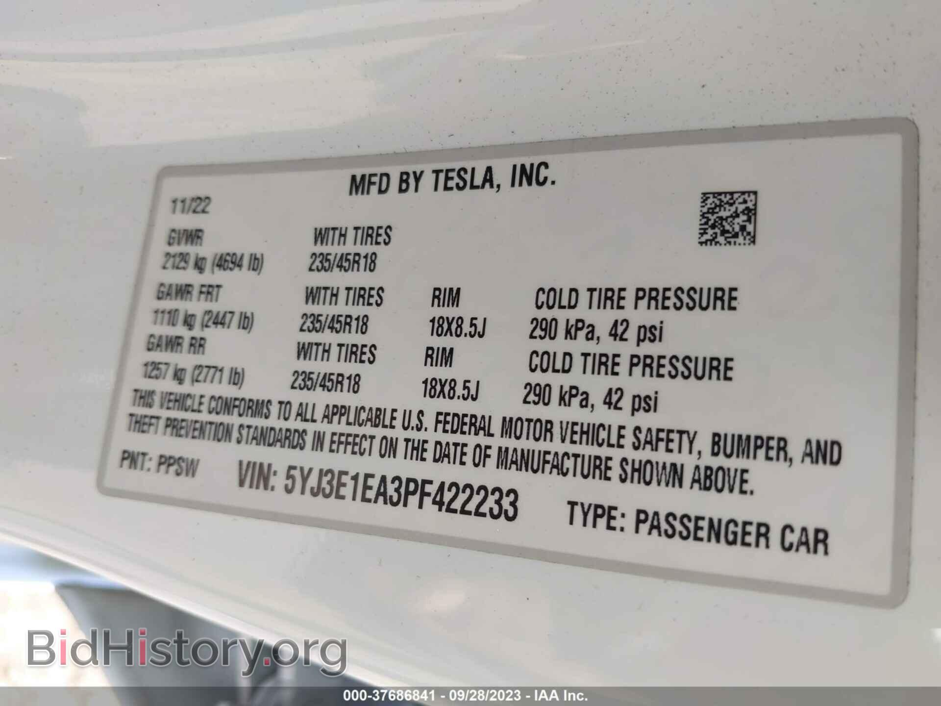 2023 TESLA MODEL 3 - VIN: 5YJ3E1EA3PF422233 - Photo 9