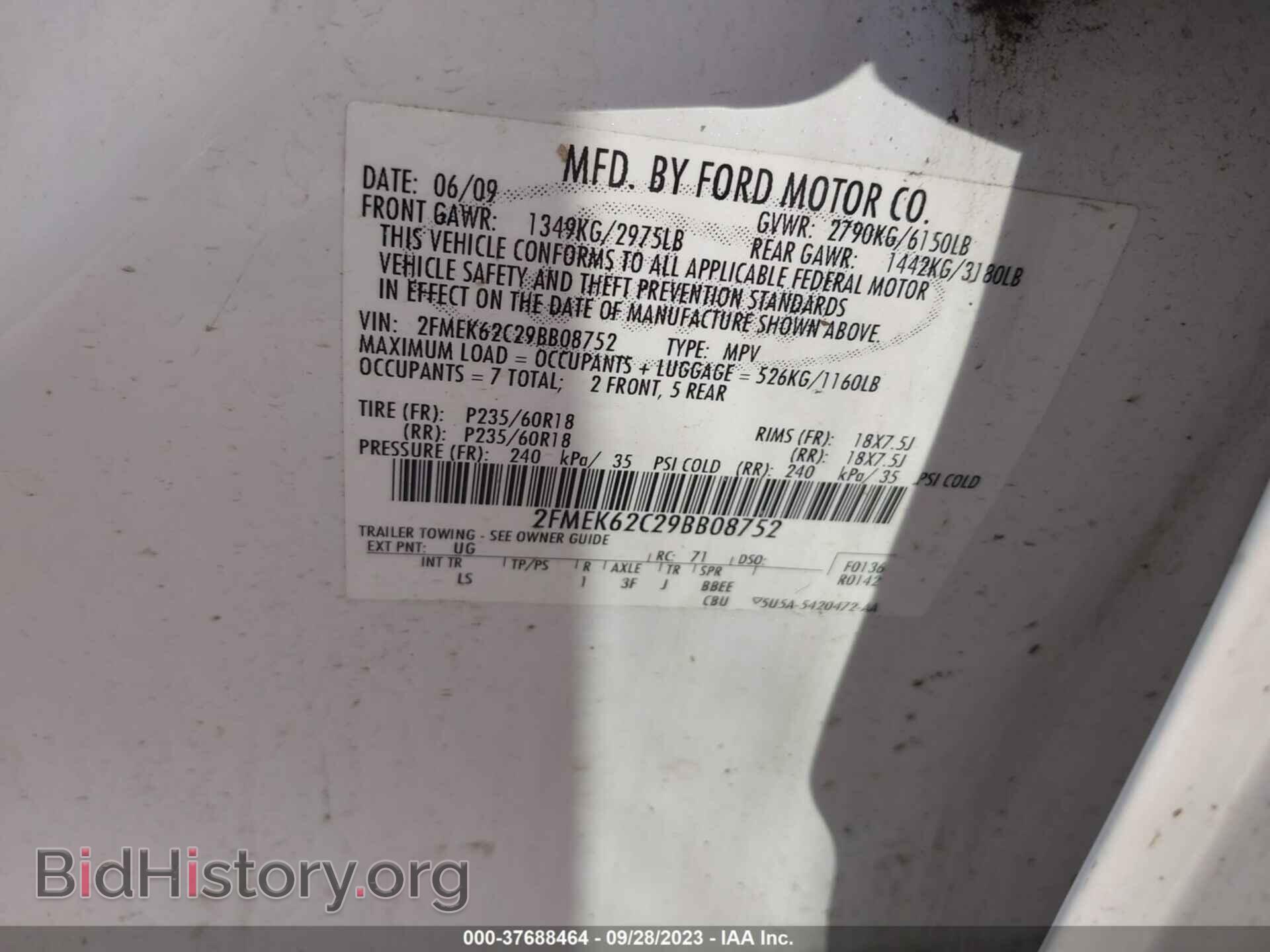 2009 FORD FLEX - VIN: 2FMEK62C29BB08752 - Photo 9