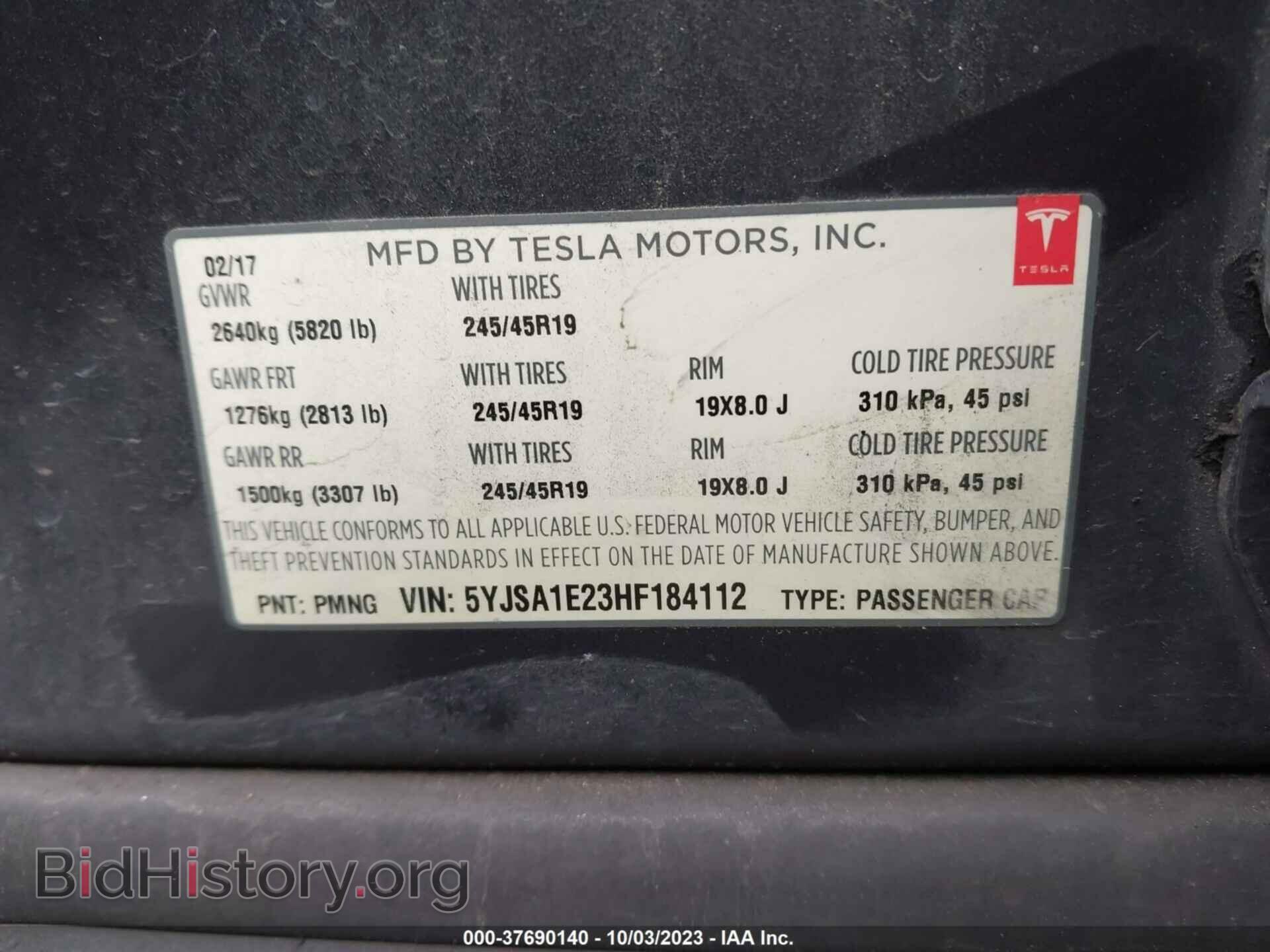 2017 TESLA MODEL S - VIN: 5YJSA1E23HF184112 - Photo 9