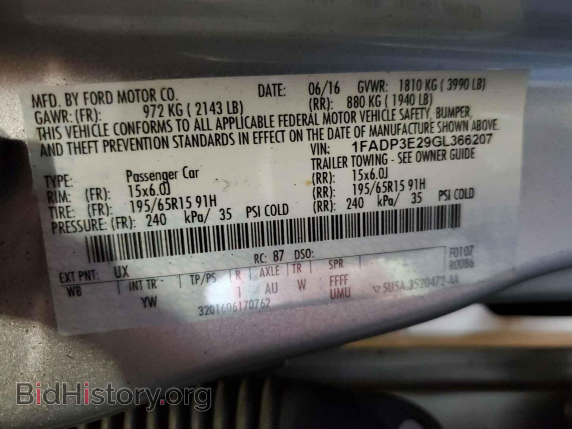 2016 FORD FOCUS - VIN: 1FADP3E29GL366207 - Photo 2