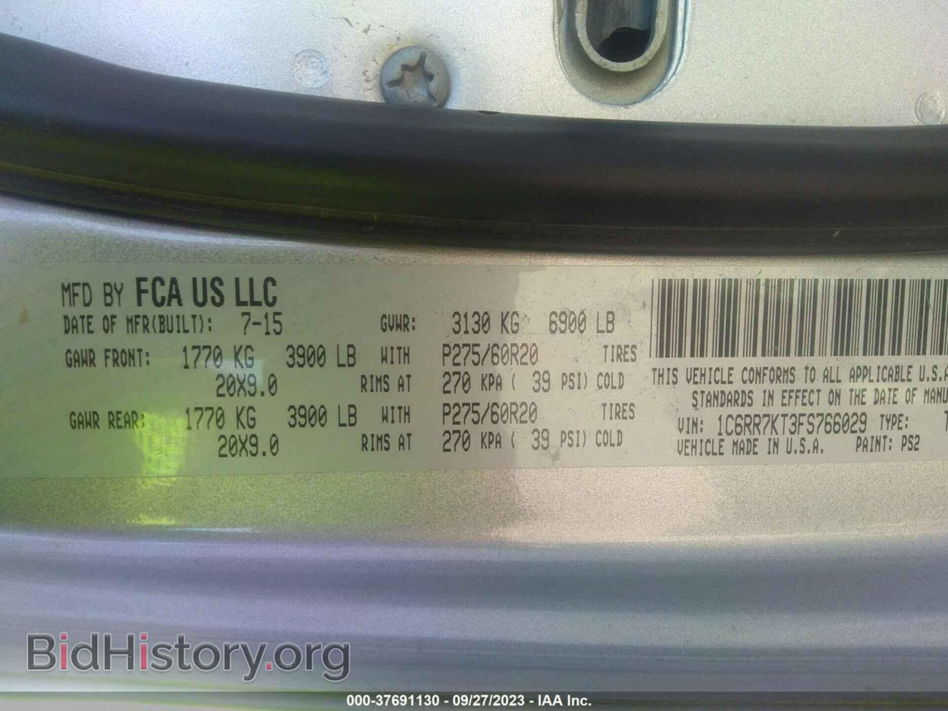 2015 RAM 1500 - VIN: 1C6RR7KT3FS766029 - Фото 9