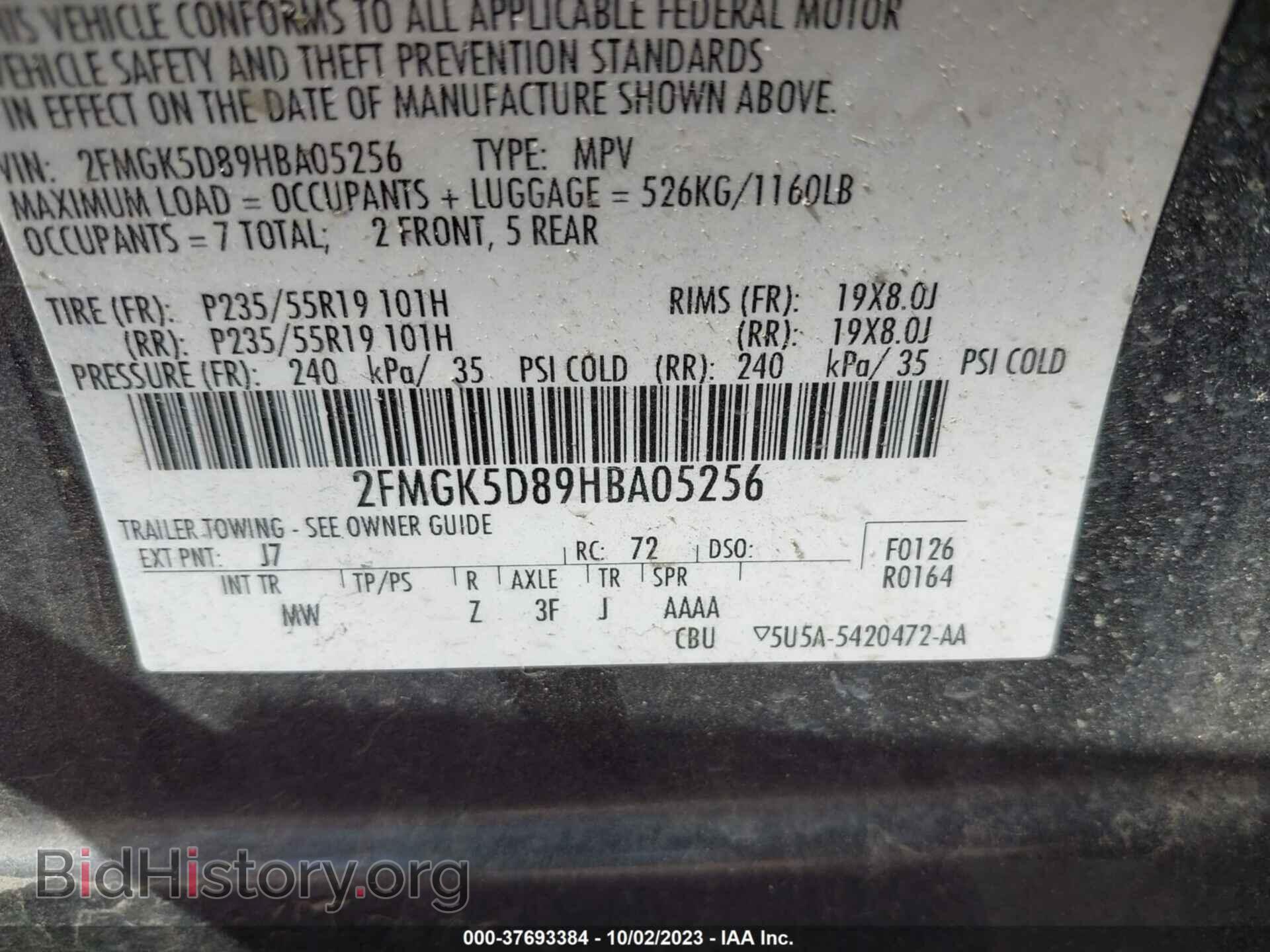 2017 FORD FLEX - VIN: 2FMGK5D89HBA05256 - Photo 9