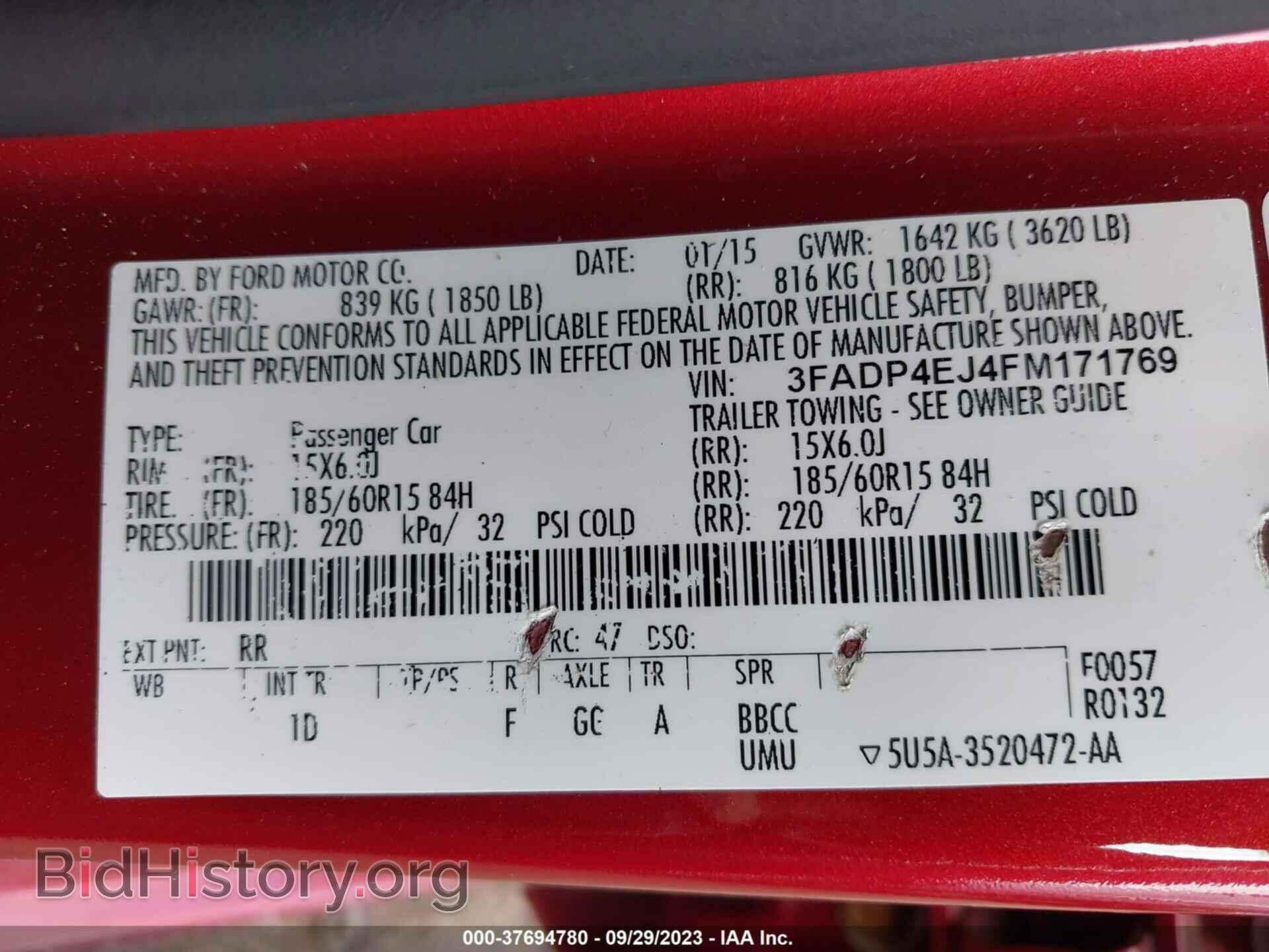 2015 FORD FIESTA - VIN: 3FADP4EJ4FM171769 - Фото 9