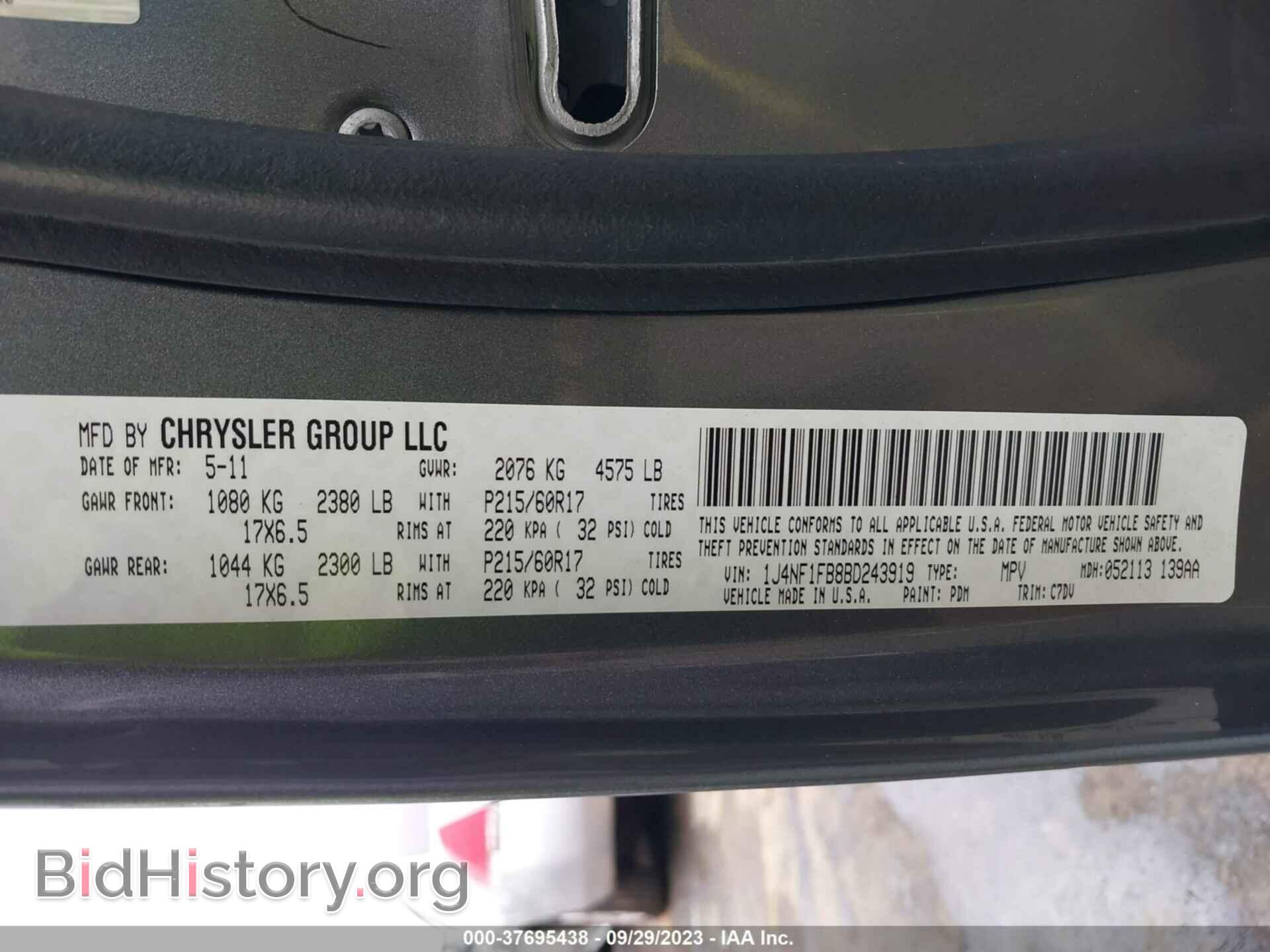 2011 JEEP COMPASS - VIN: 1J4NF1FB8BD243919 - Photo 9