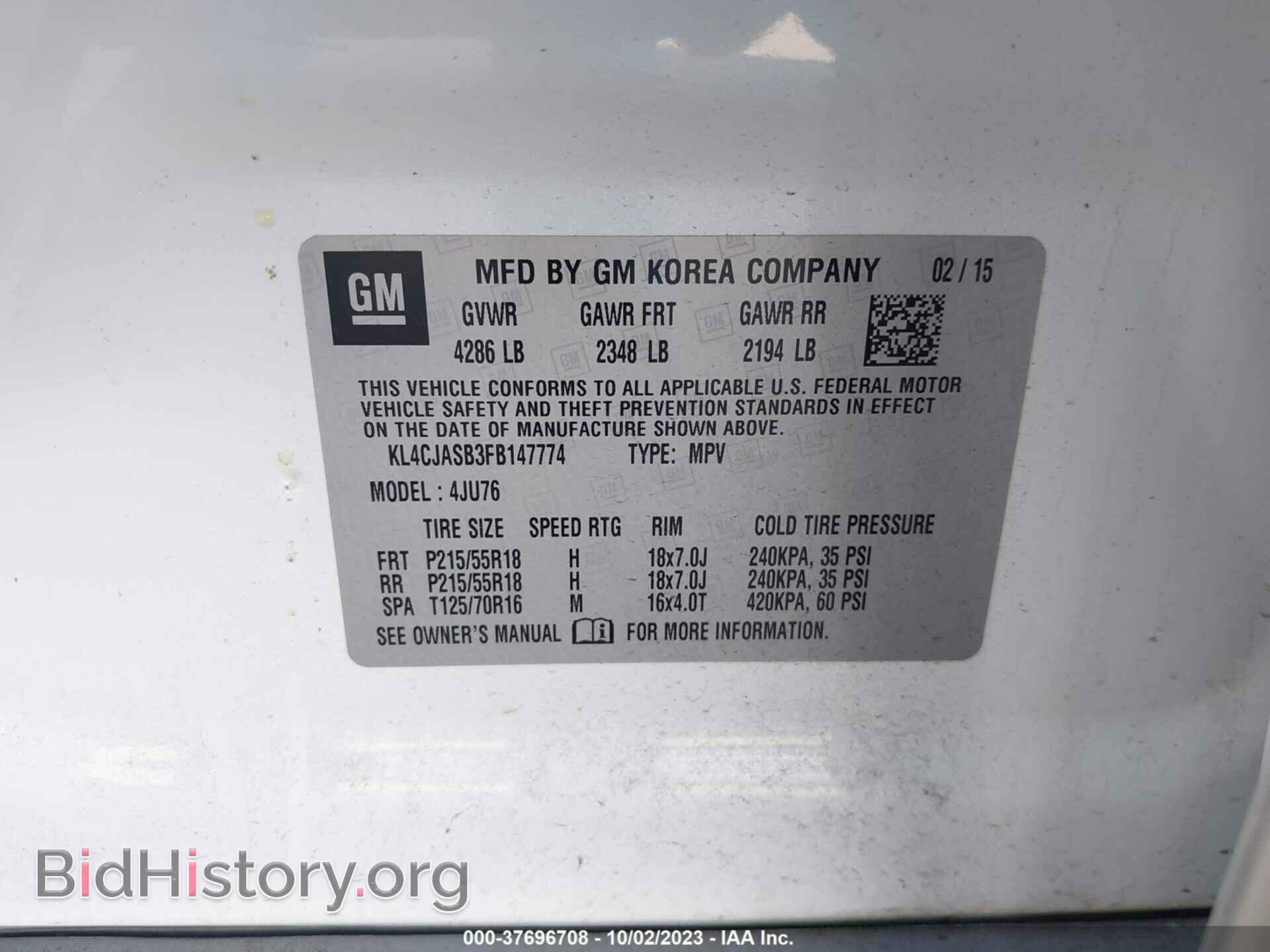2015 BUICK ENCORE - VIN: KL4CJASB3FB147774 - Фото 9