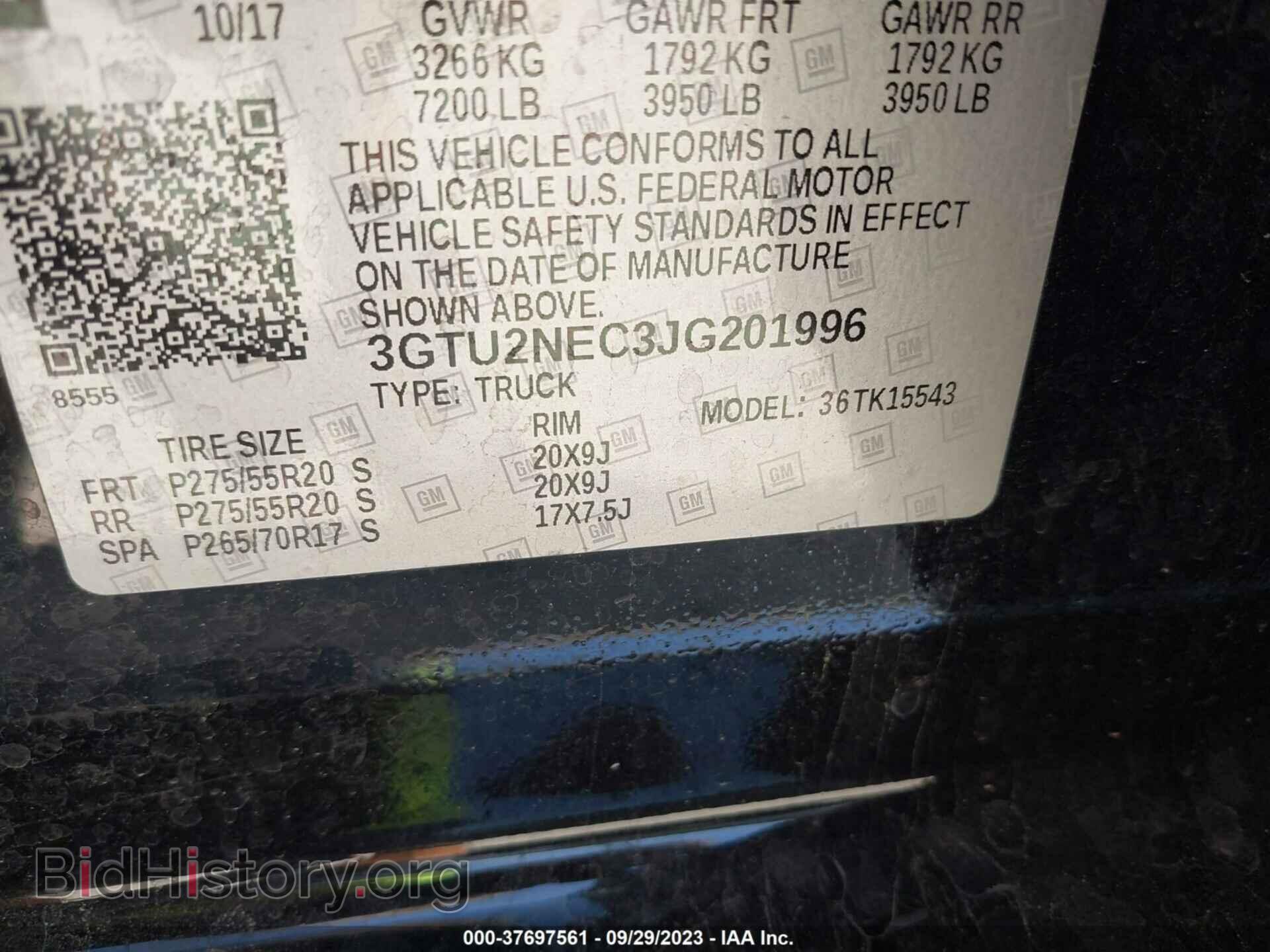 2018 GMC SIERRA 1500 - VIN: 3GTU2NEC3JG201996 - Фото 9