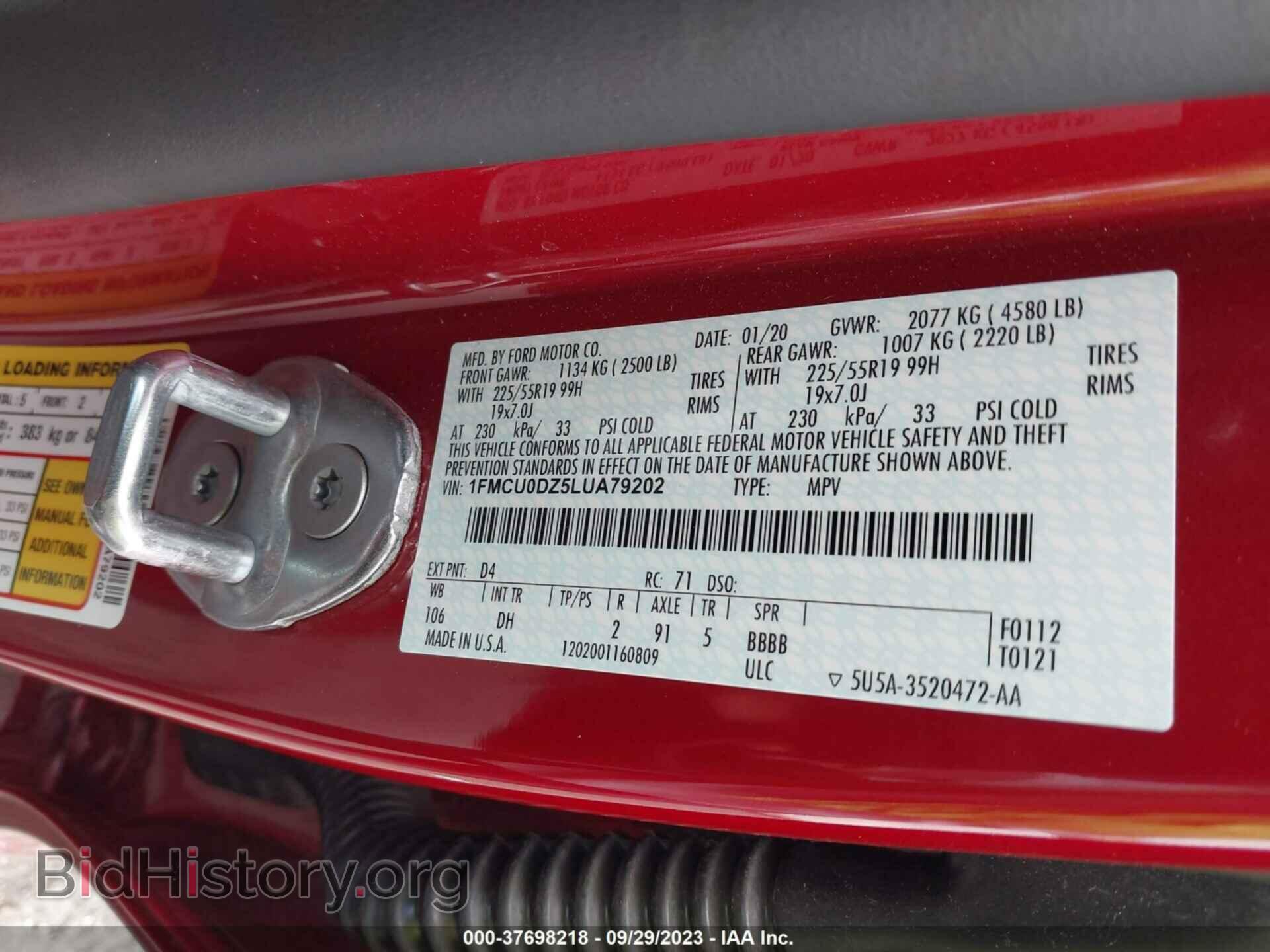 2020 FORD ESCAPE - VIN: 1FMCU0DZ5LUA79202 - Фото 9
