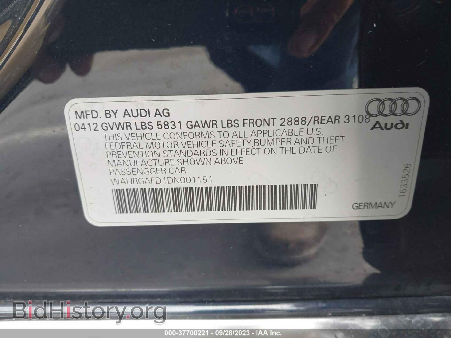 2013 AUDI A8 L - VIN: WAURGAFD1DN001151 - Фото 9