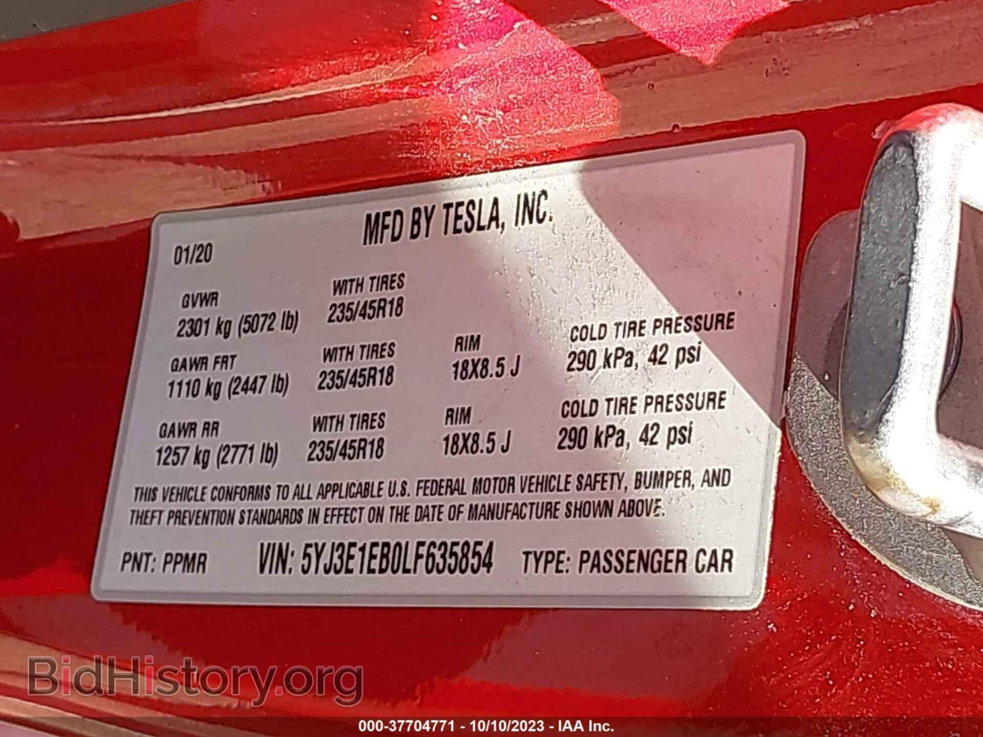 2020 TESLA MODEL 3 - VIN: 5YJ3E1EB0LF635854 - Фото 9