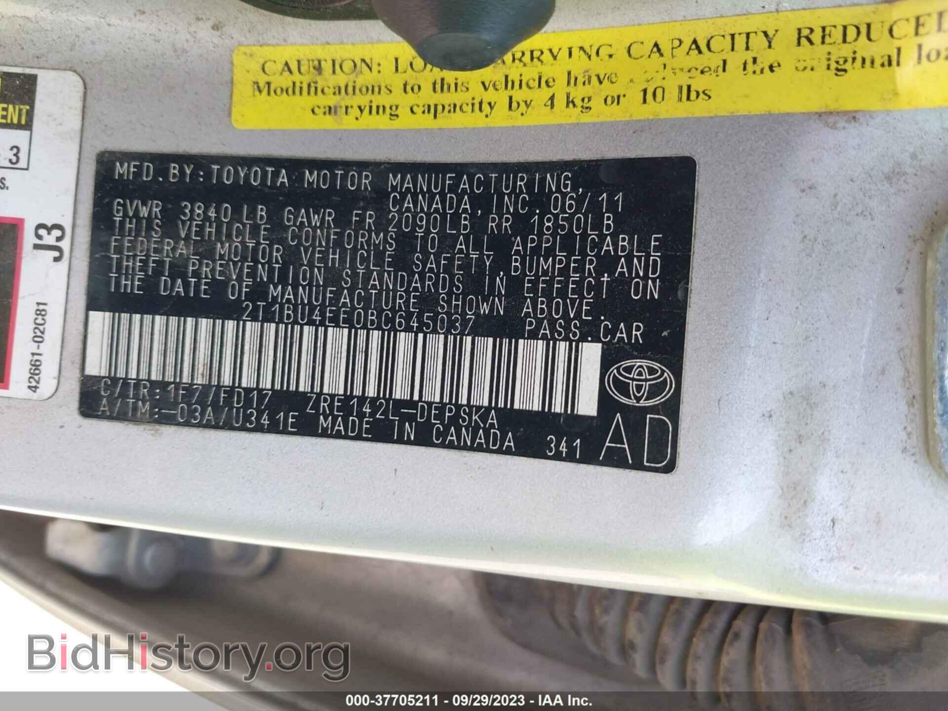 2011 TOYOTA COROLLA - VIN: 2T1BU4EE0BC645037 - Фото 9