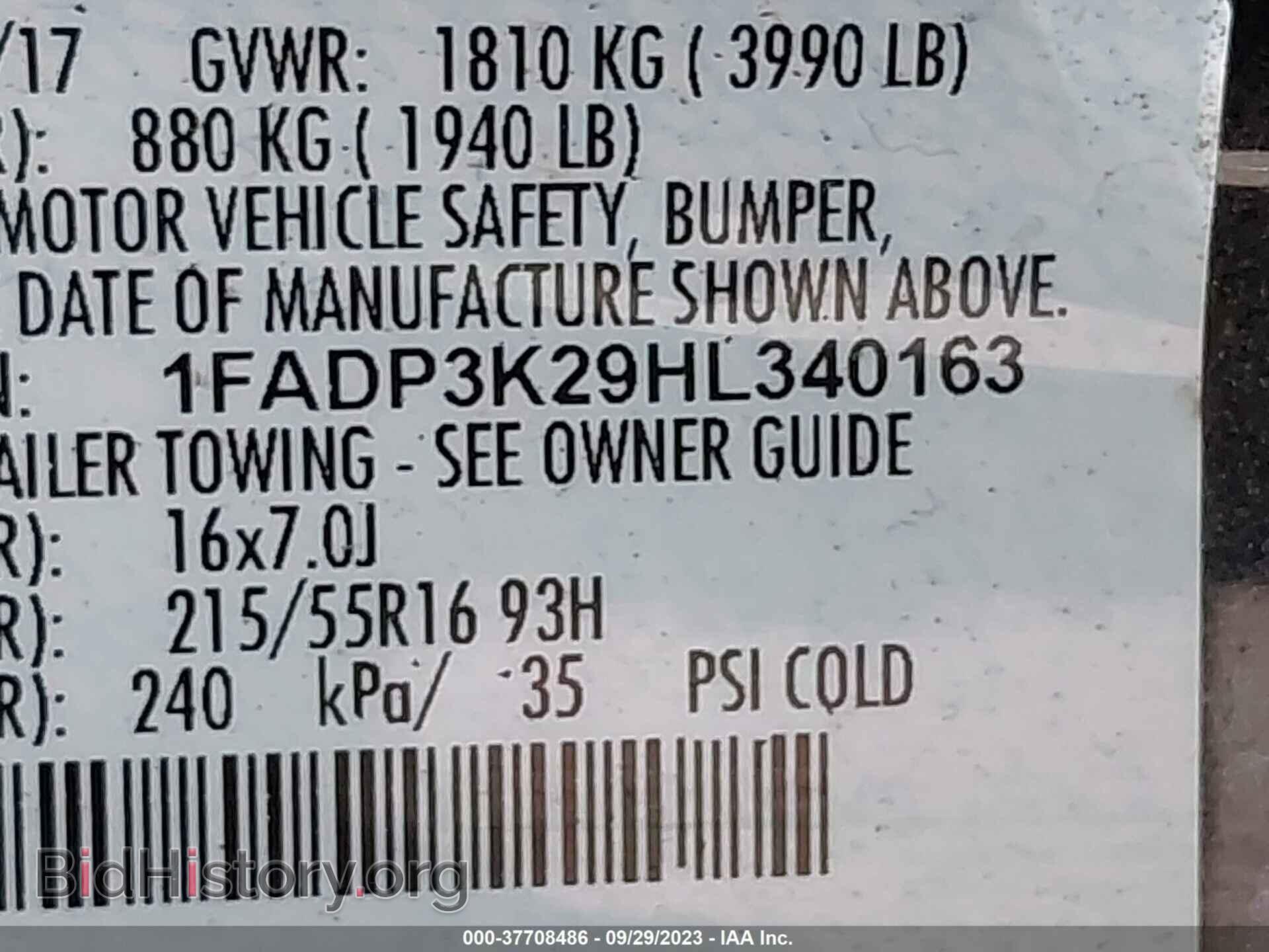 2017 FORD FOCUS - VIN: 1FADP3K29HL340163 - Фото 9