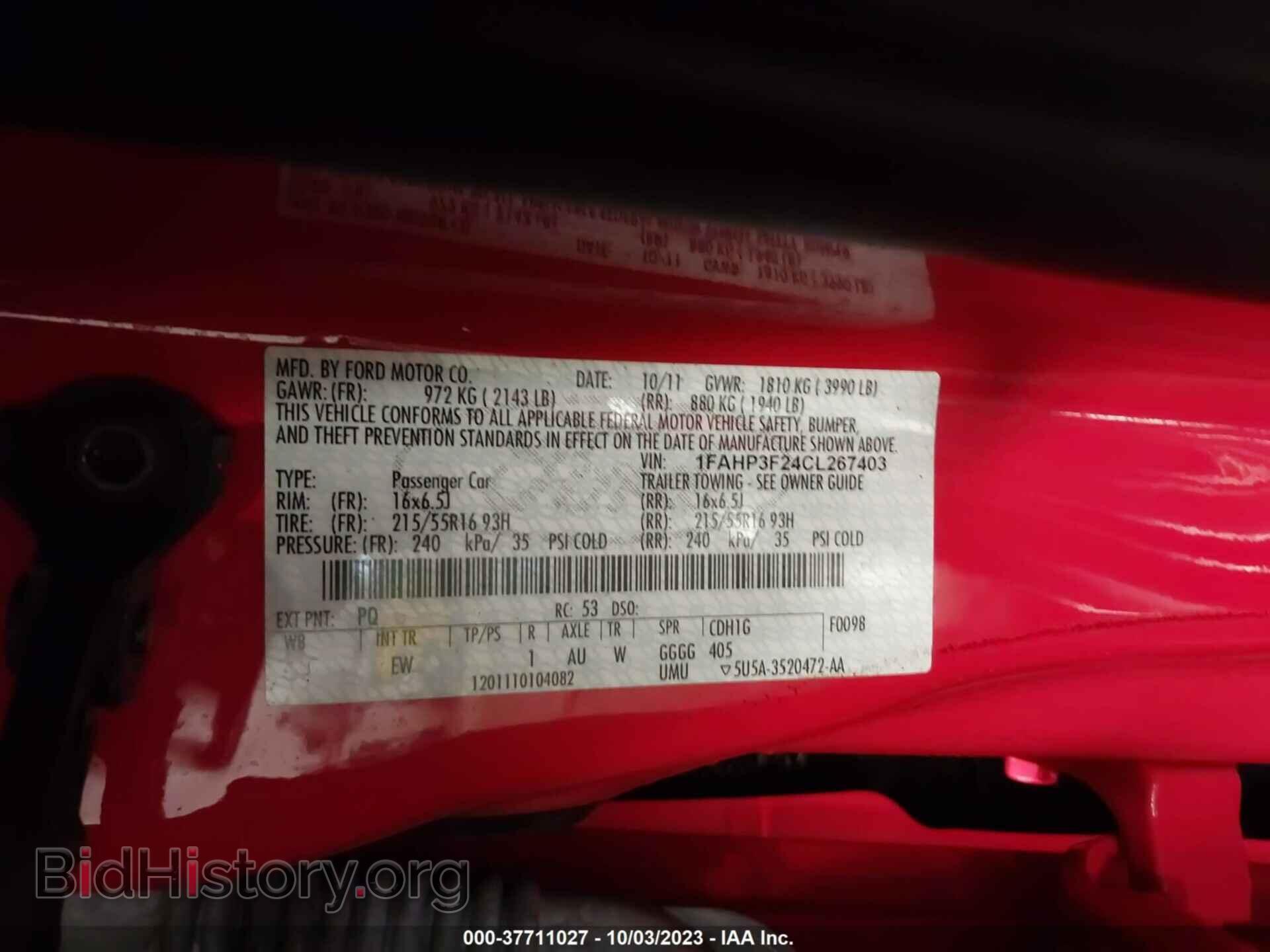 2012 FORD FOCUS - VIN: 1FAHP3F24CL267403 - Фото 9