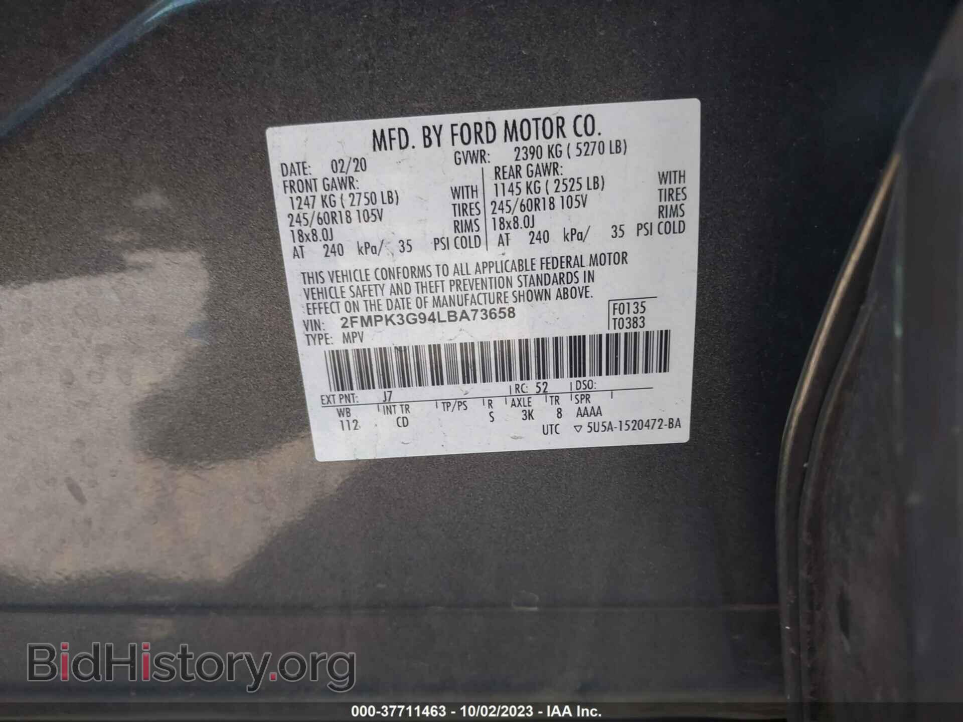 2020 FORD EDGE - VIN: 2FMPK3G94LBA73658 - Photo 9