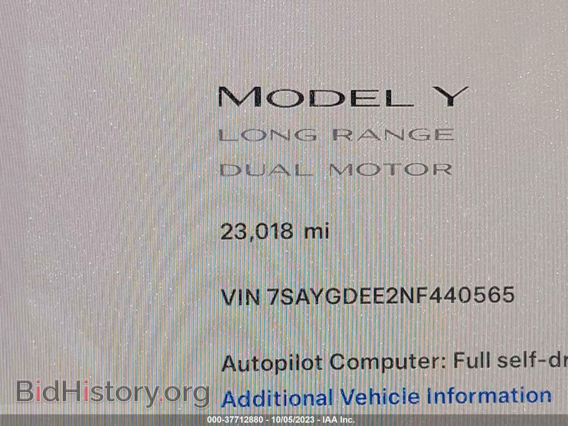 2022 TESLA MODEL Y - VIN: 7SAYGDEE2NF440565 - Photo 14