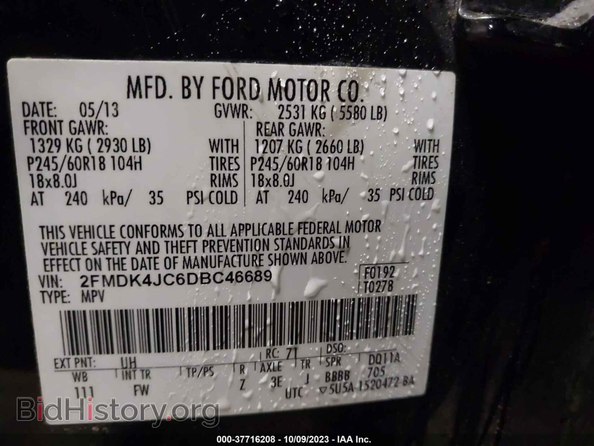2013 FORD EDGE - VIN: 2FMDK4JC6DBC46689 - Photo 9