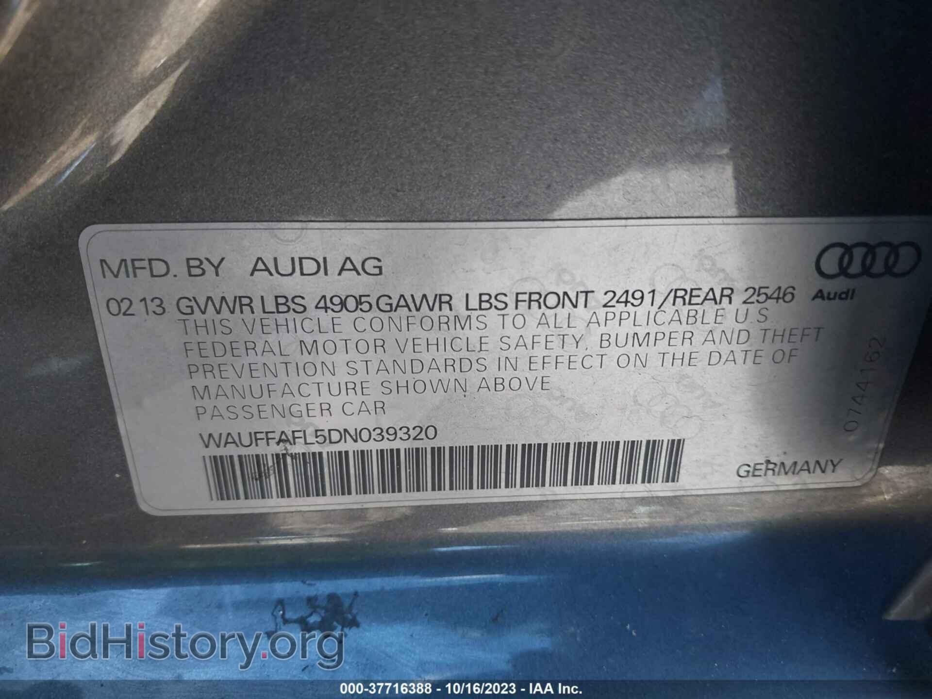 2013 AUDI A4 - VIN: WAUFFAFL5DN039320 - Фото 9