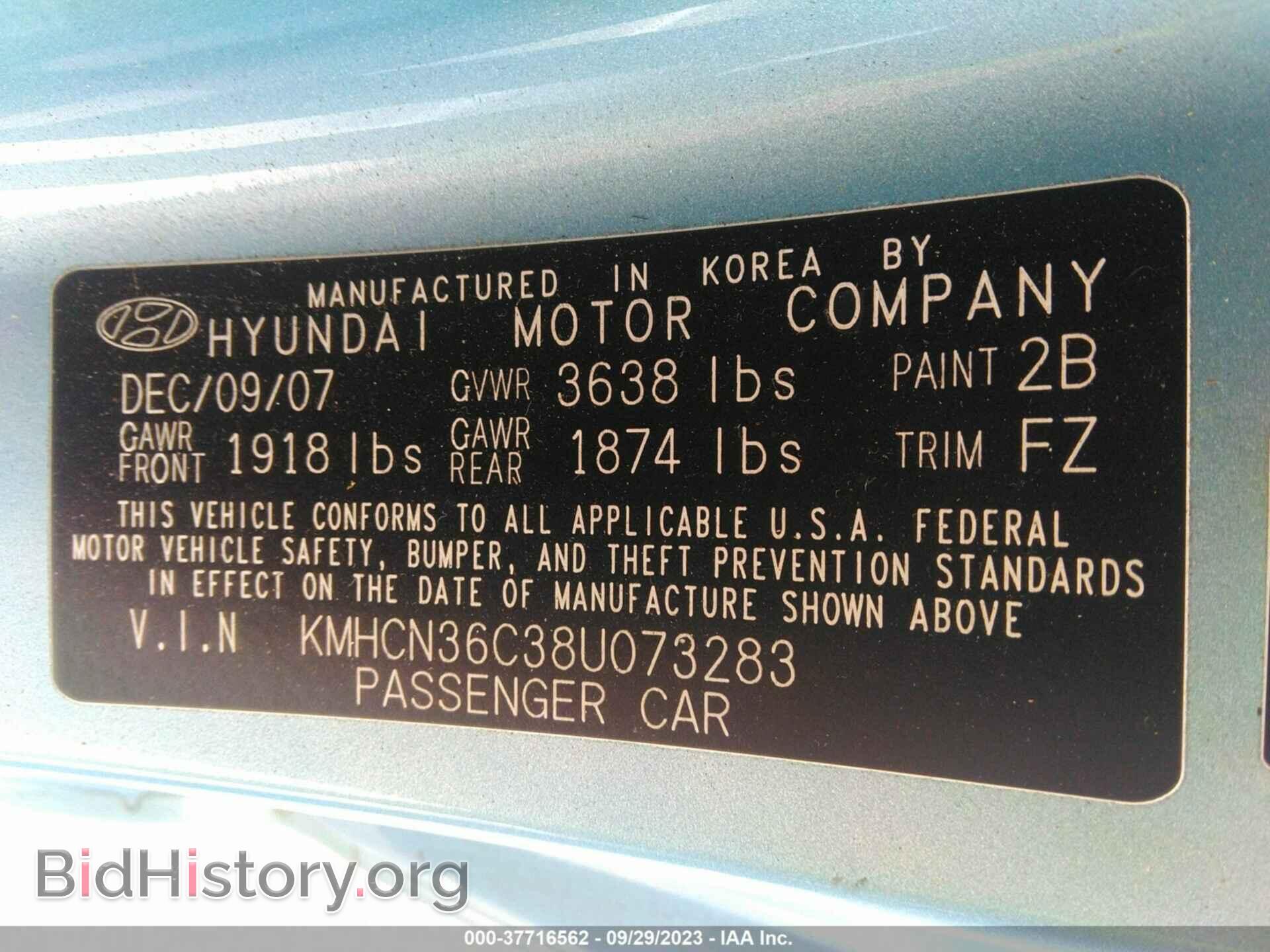 2008 HYUNDAI ACCENT - VIN: KMHCN36C38U073283 - Фото 9