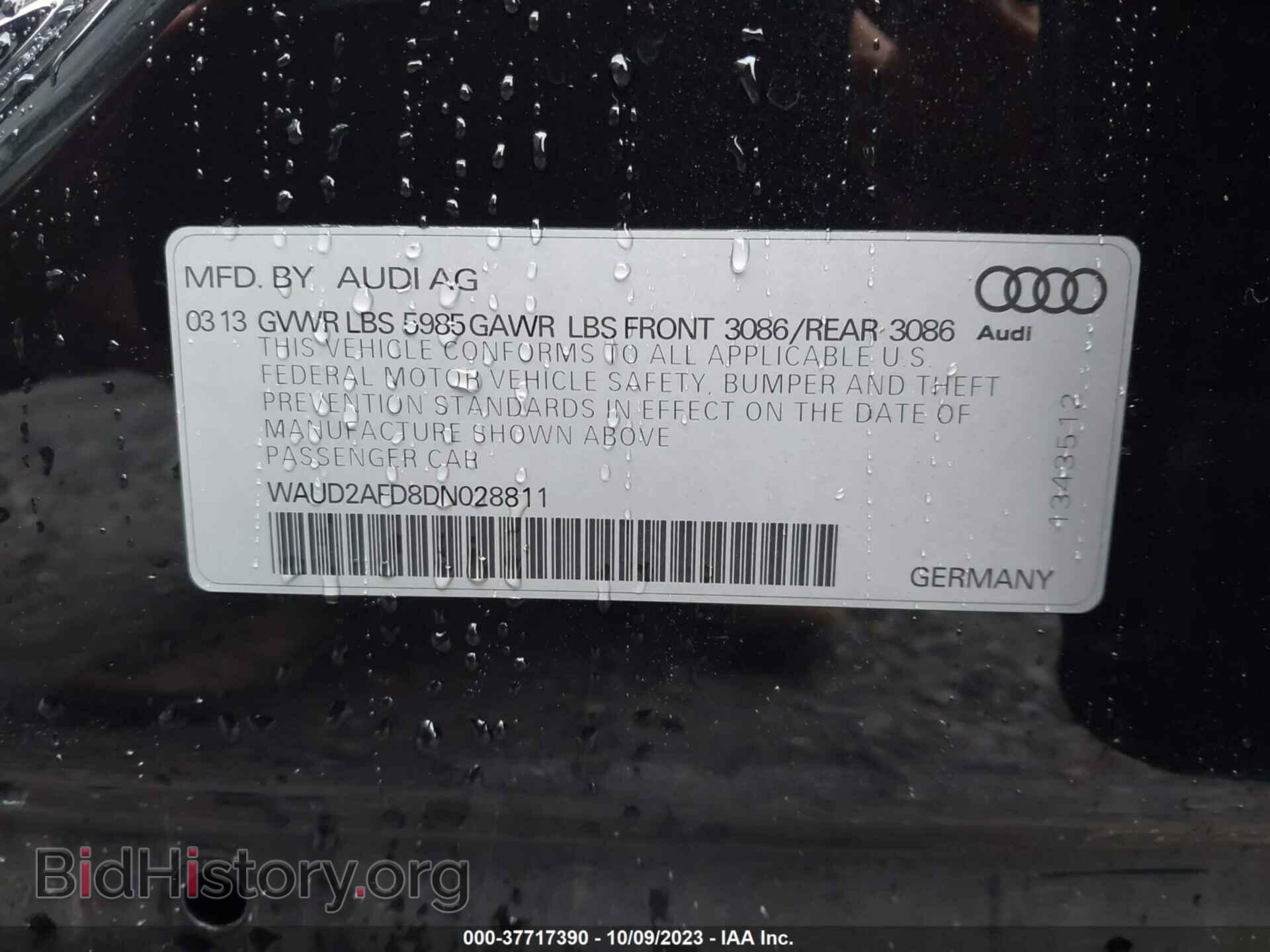 2013 AUDI S8 - VIN: WAUD2AFD8DN028811 - Фото 9