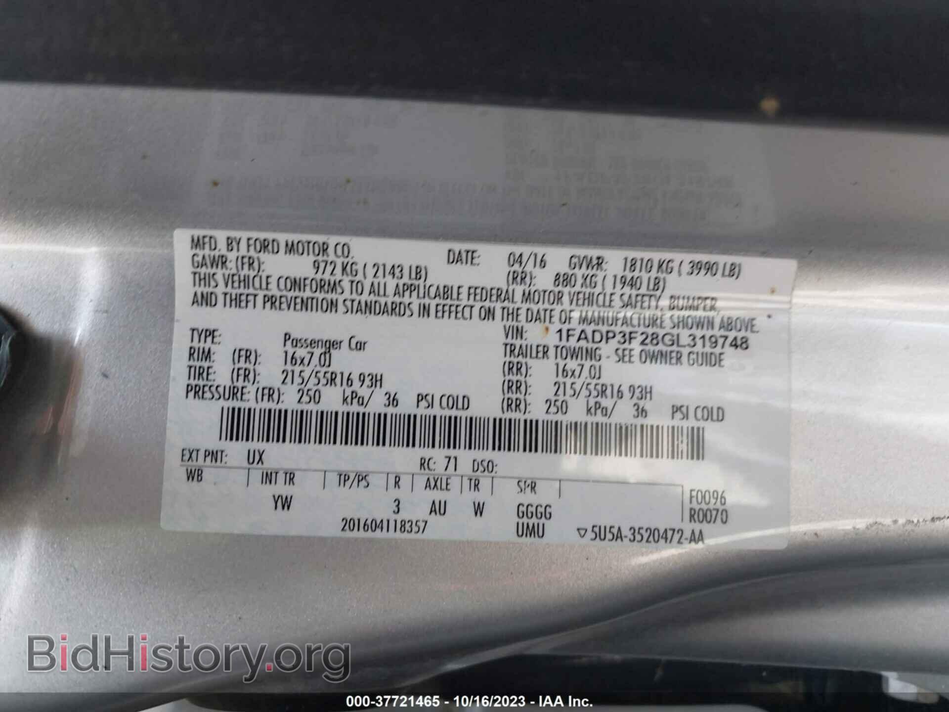 2016 FORD FOCUS - VIN: 1FADP3F28GL319748 - Photo 9
