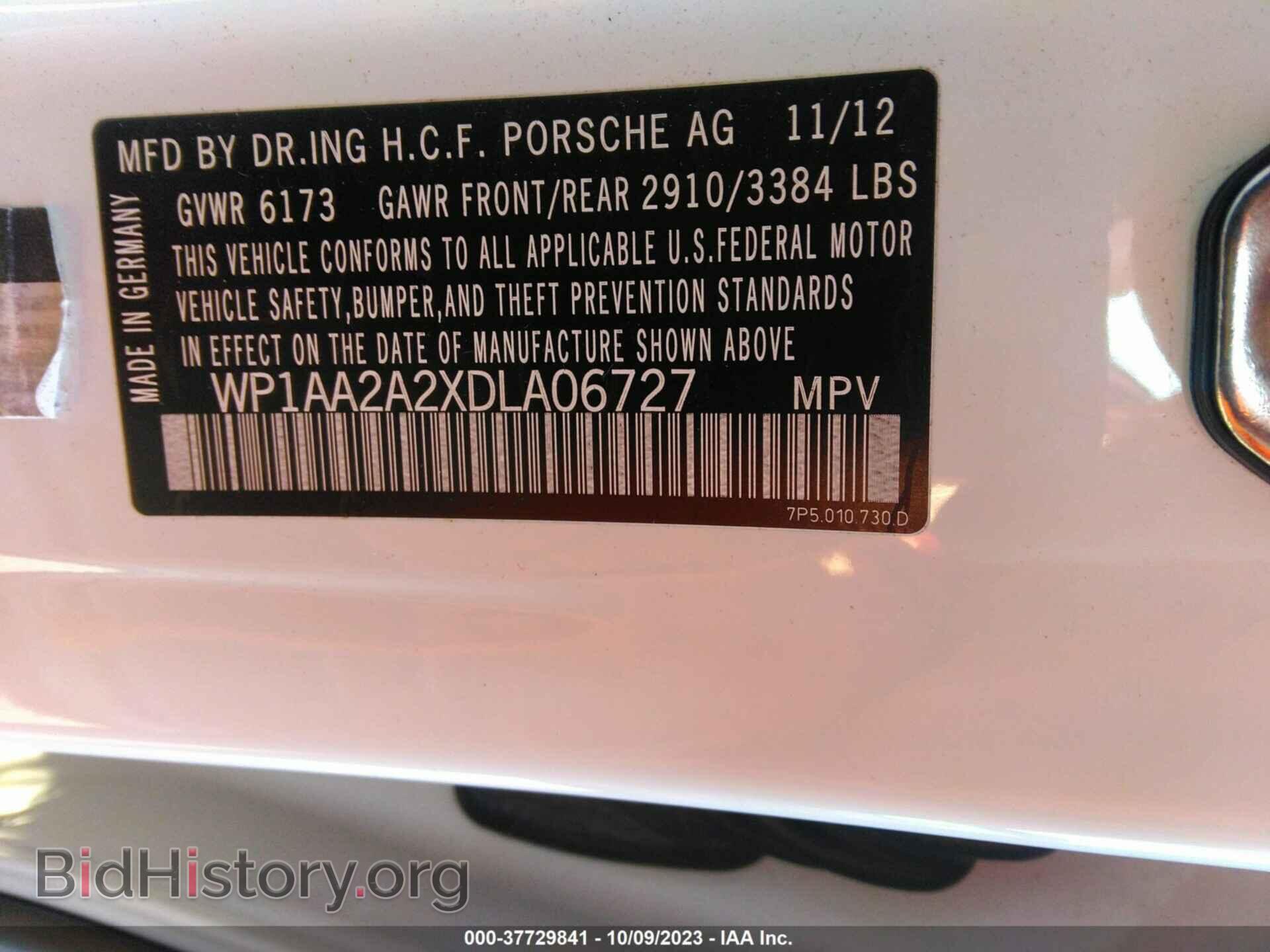 2013 PORSCHE CAYENNE - VIN: WP1AA2A2XDLA06727 - Фото 9