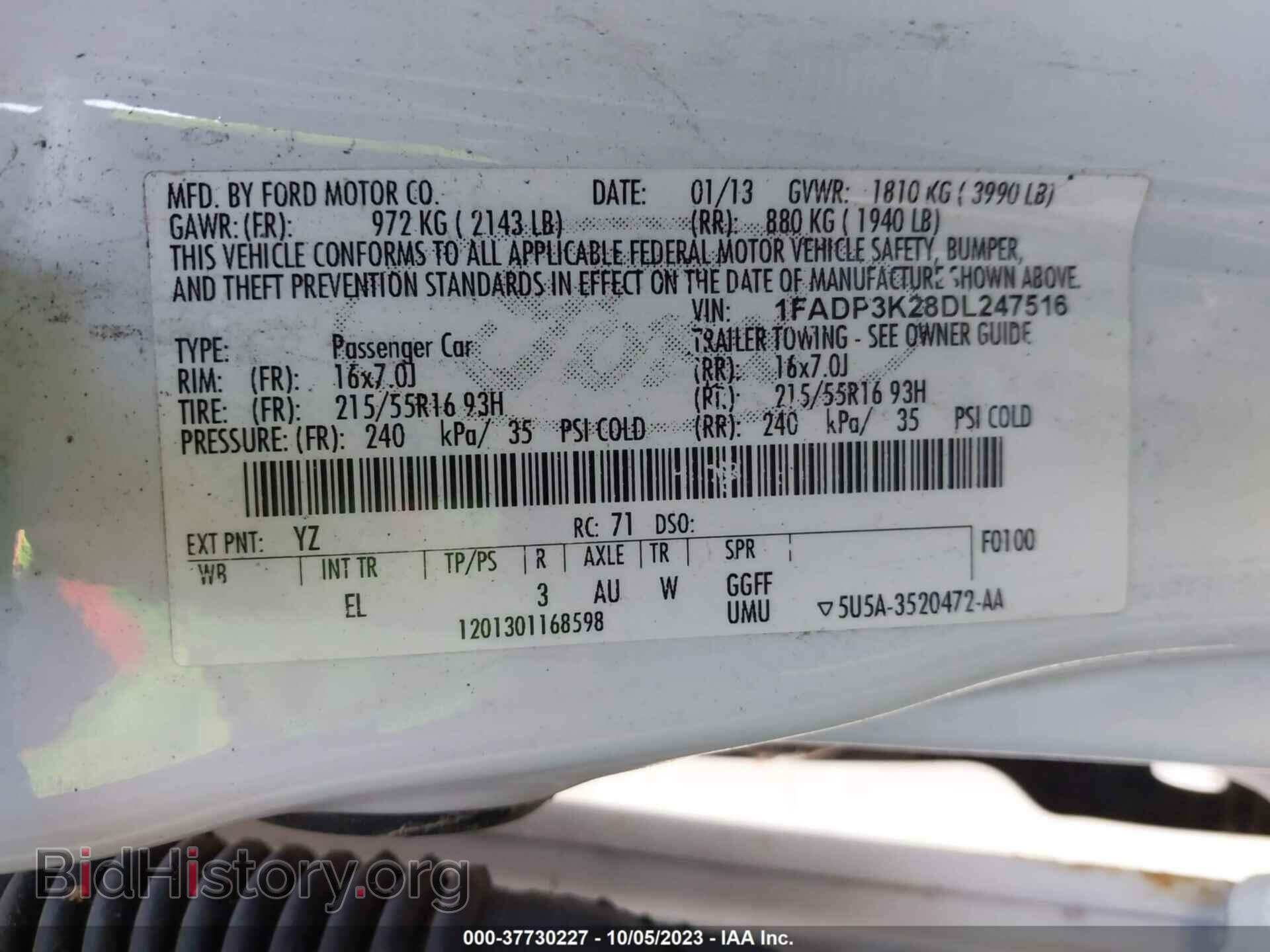 2013 FORD FOCUS - VIN: 1FADP3K28DL247516 - Photo 8