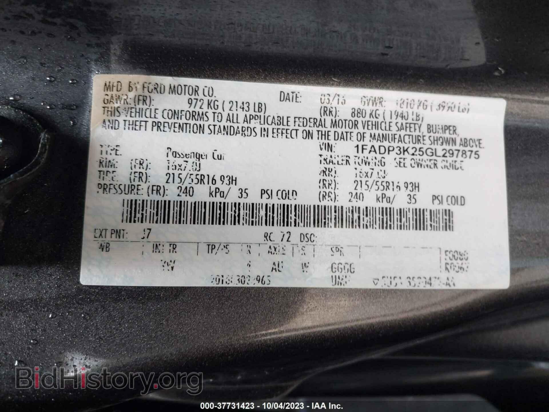 2016 FORD FOCUS - VIN: 1FADP3K25GL297875 - Photo 9