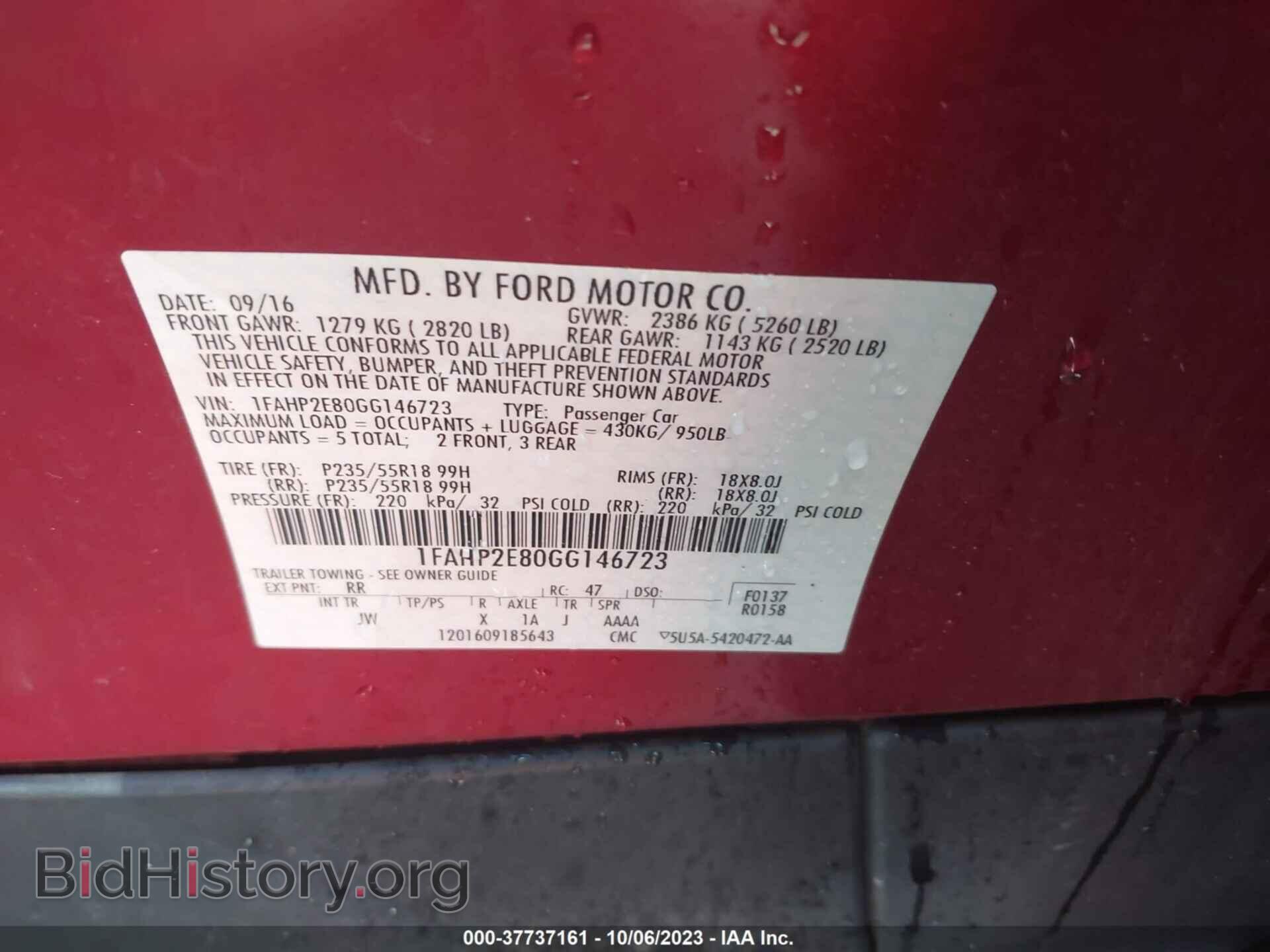 2016 FORD TAURUS - VIN: 1FAHP2E80GG146723 - Фото 9