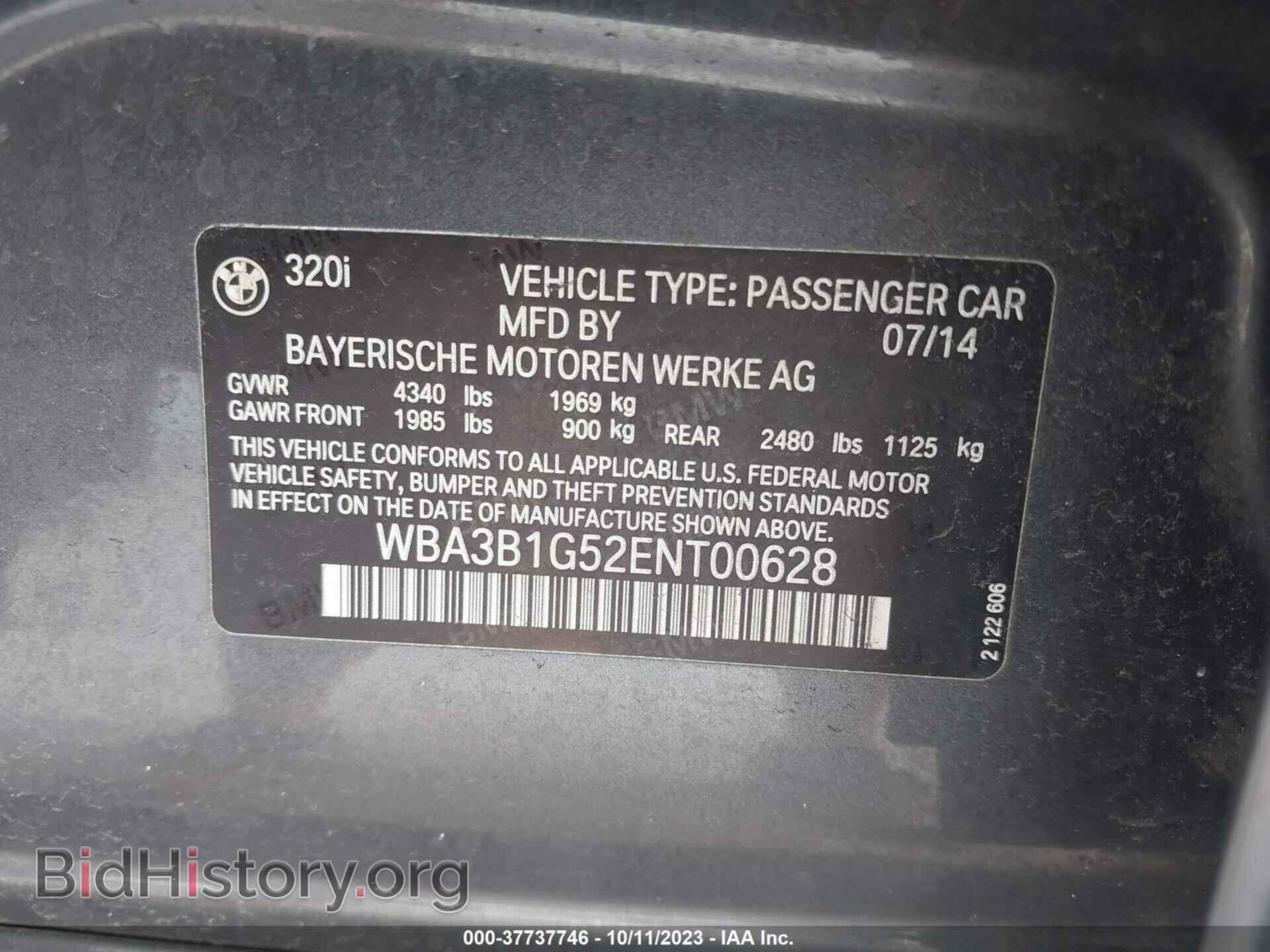 2014 BMW 3 SERIES - VIN: WBA3B1G52ENT00628 - Фото 9