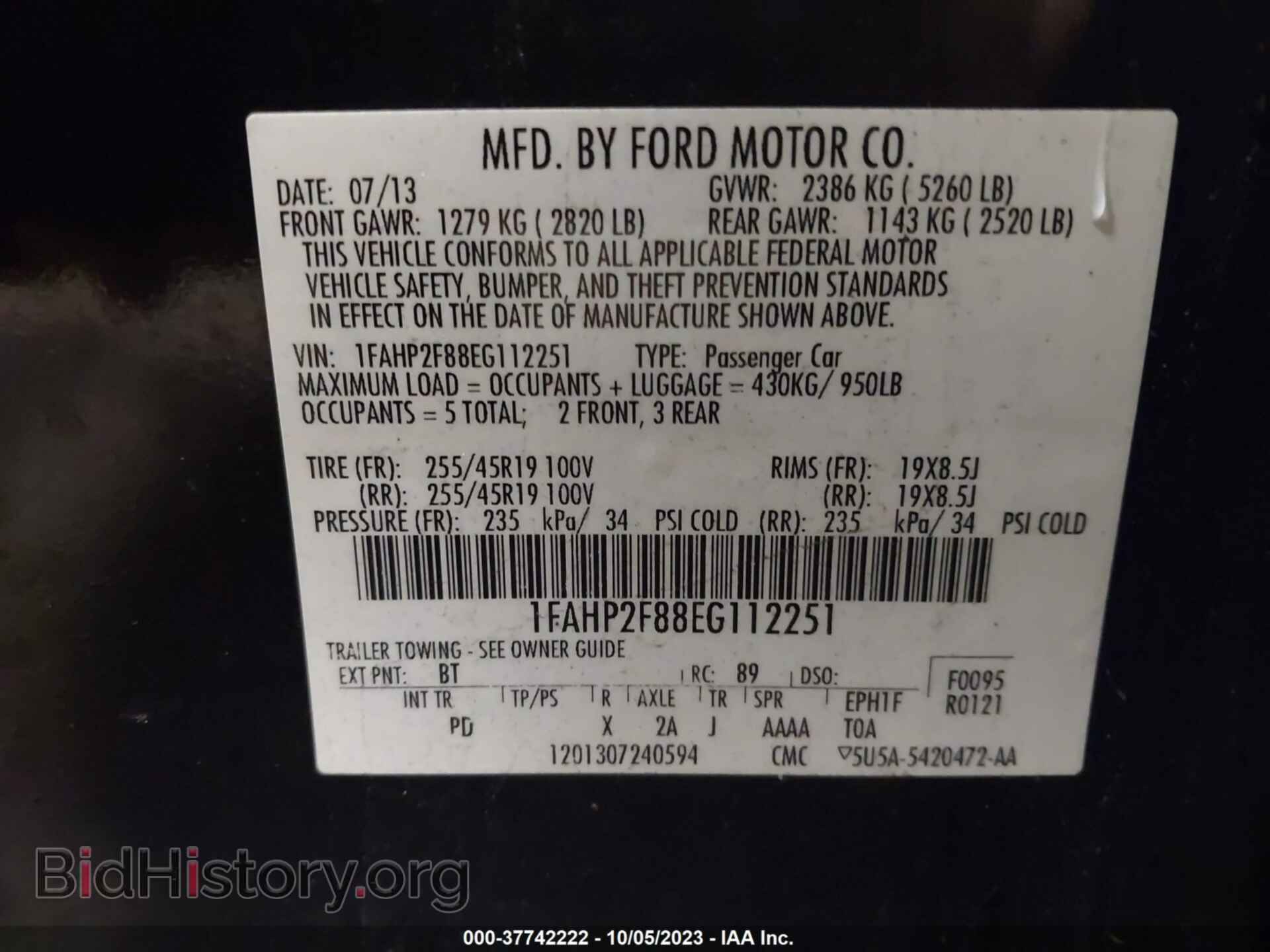 2014 FORD TAURUS - VIN: 1FAHP2F88EG112251 - Photo 9