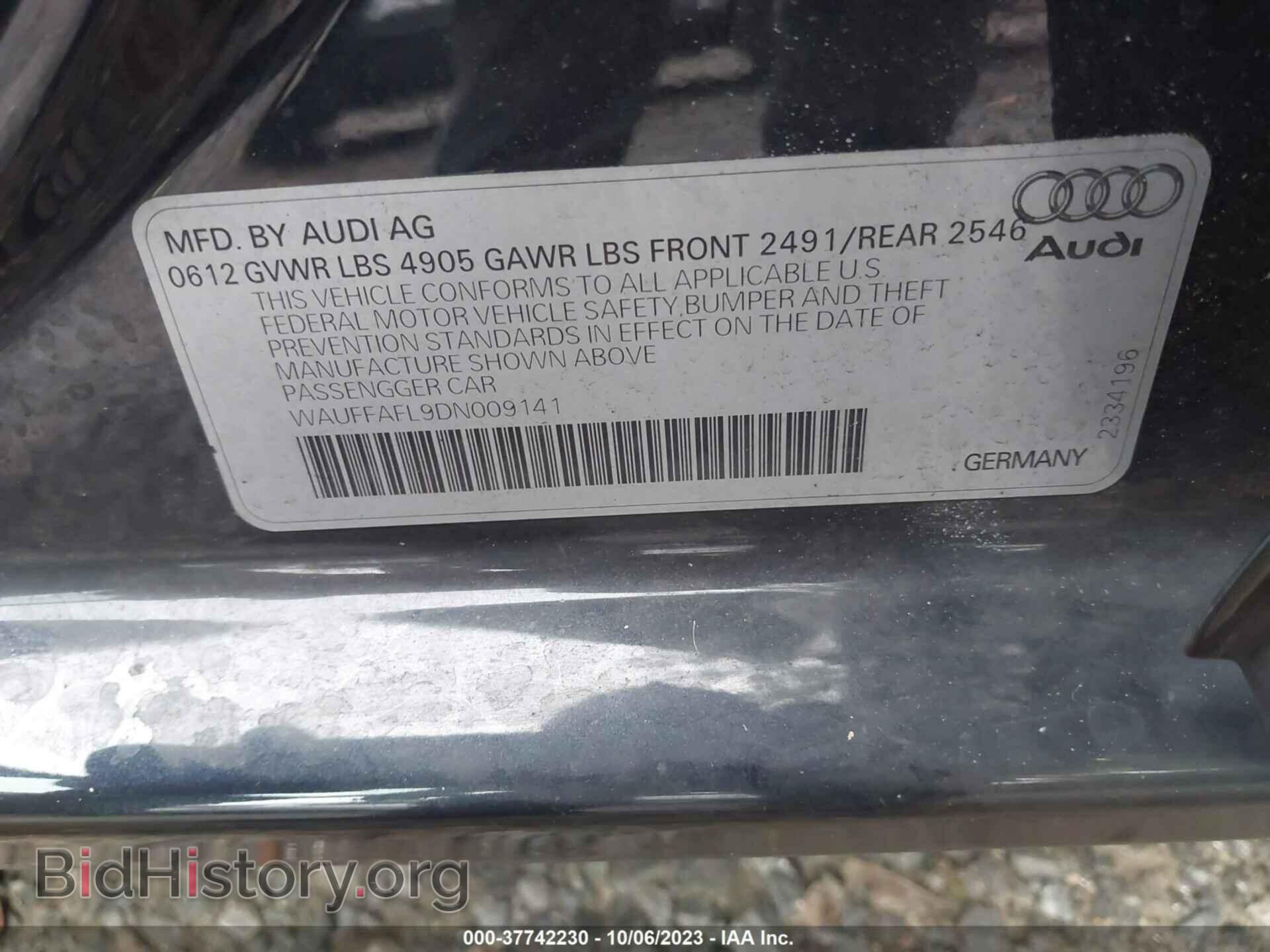 2013 AUDI A4 - VIN: WAUFFAFL9DN009141 - Фото 9
