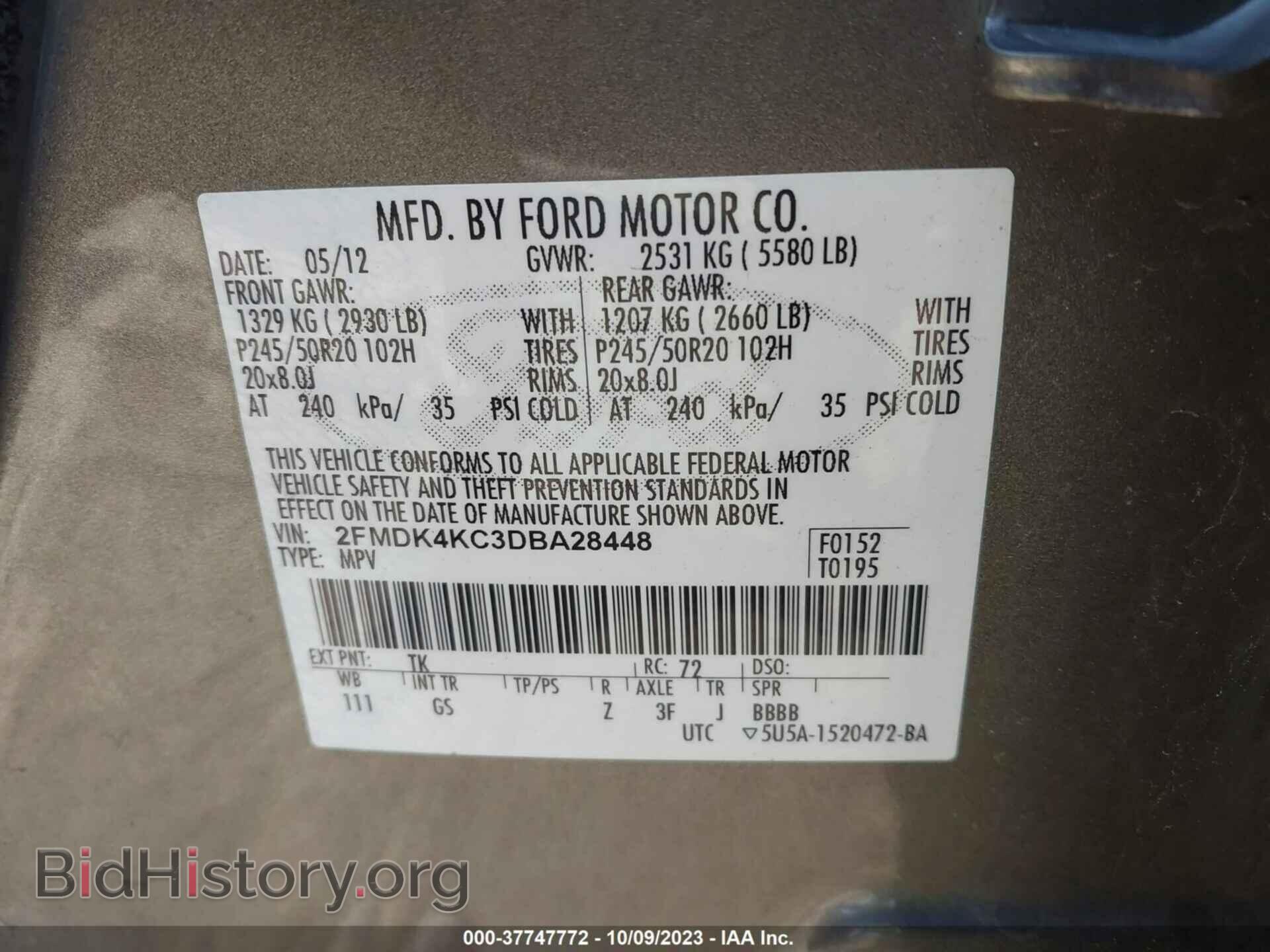 2013 FORD EDGE - VIN: 2FMDK4KC3DBA28448 - Photo 9