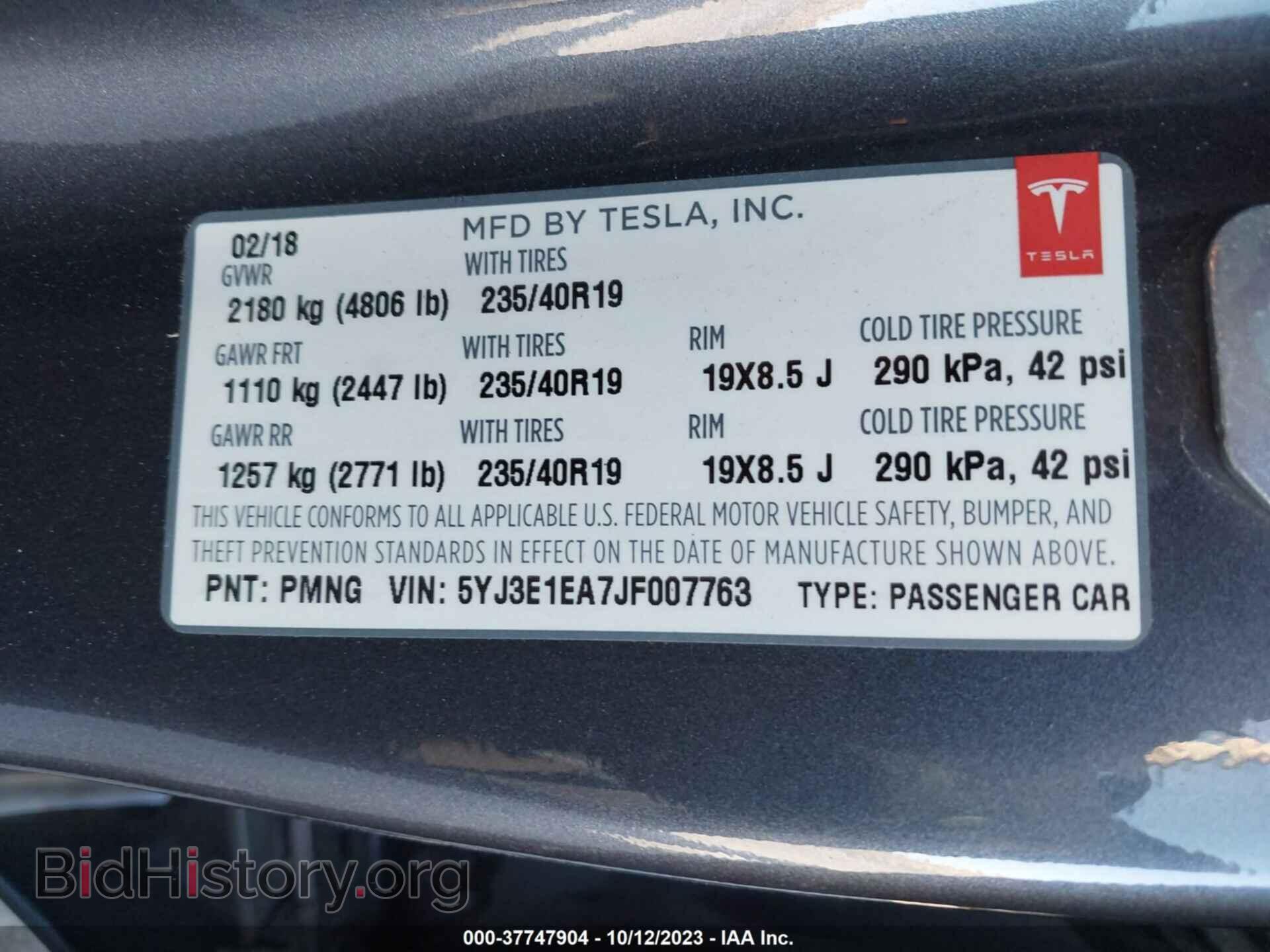 2018 TESLA MODEL 3 - VIN: 5YJ3E1EA7JF007763 - Photo 9