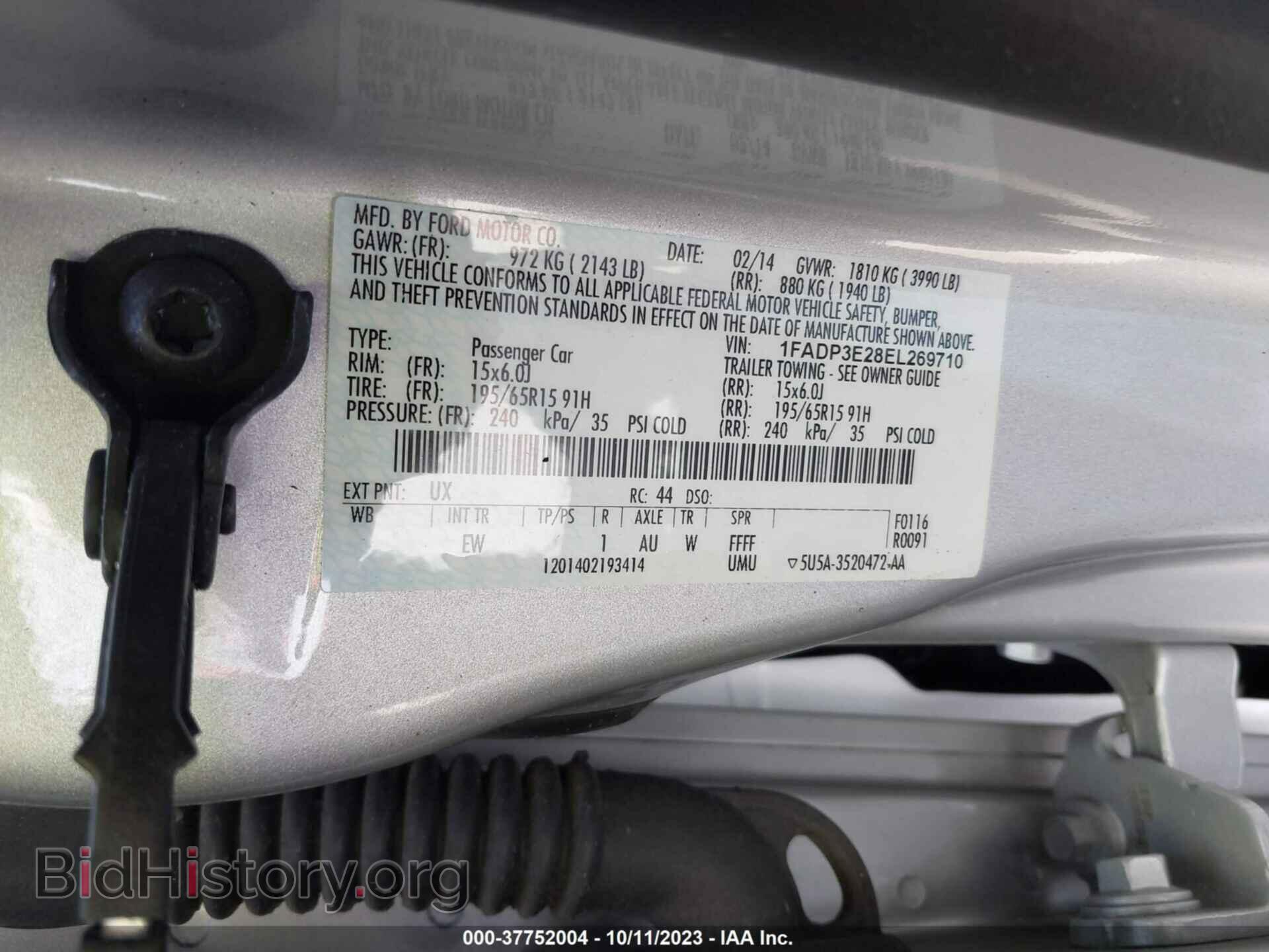 2014 FORD FOCUS - VIN: 1FADP3E28EL269710 - Фото 9