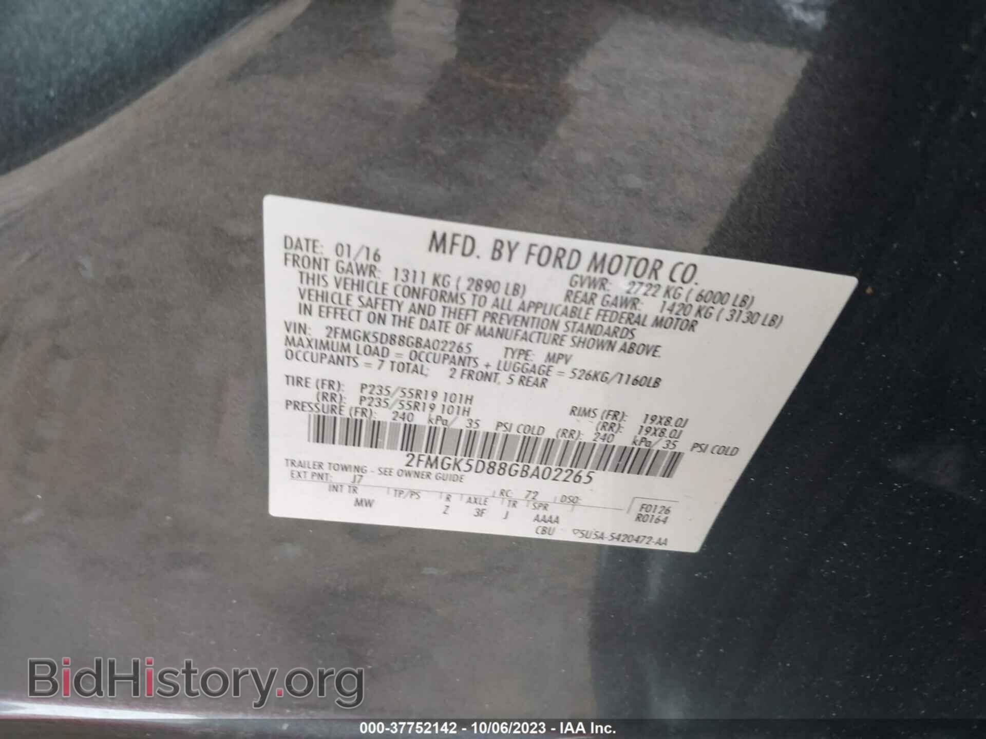 2016 FORD FLEX - VIN: 2FMGK5D88GBA02265 - Photo 9