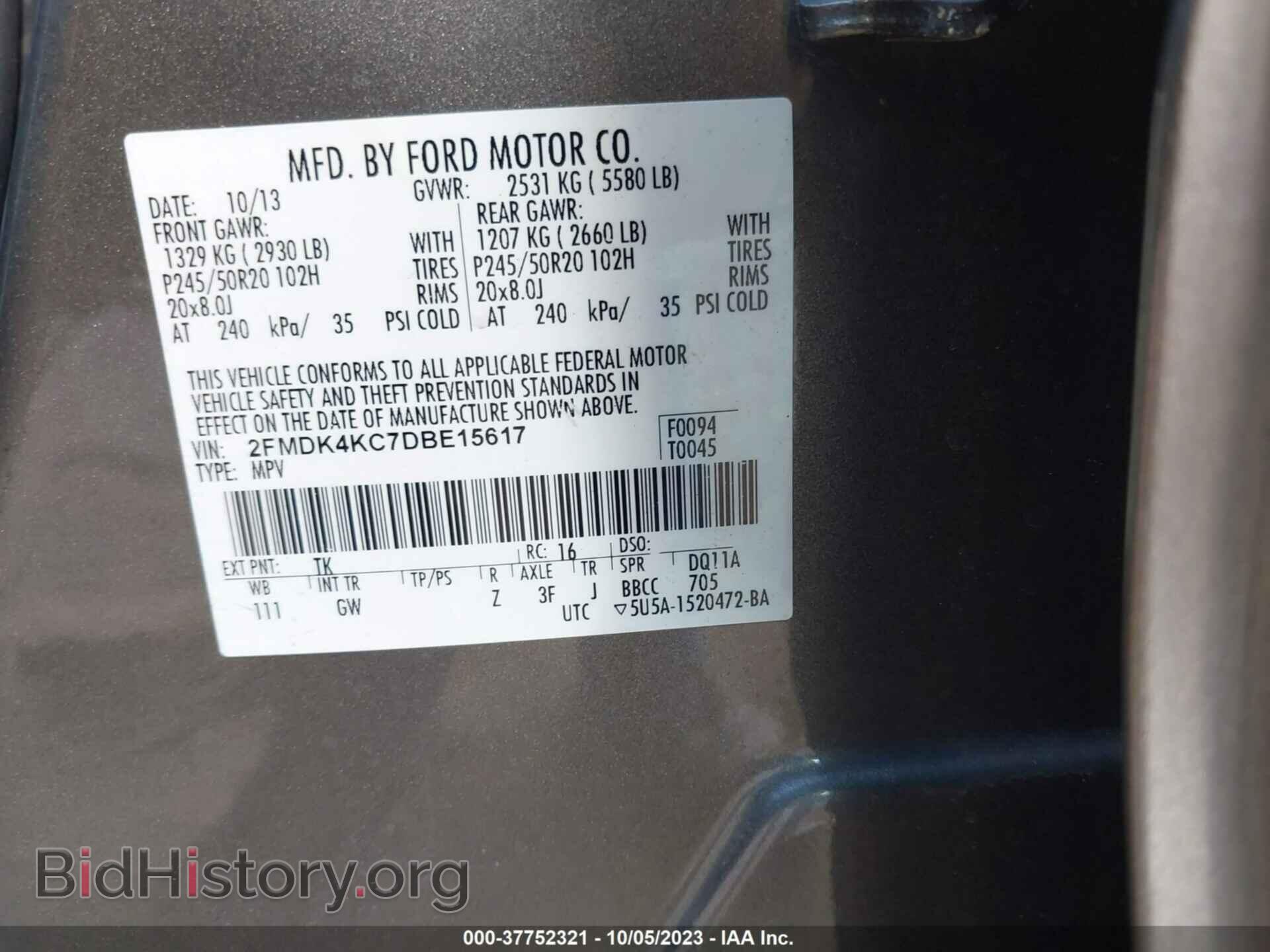 2013 FORD EDGE - VIN: 2FMDK4KC7DBE15617 - Photo 9