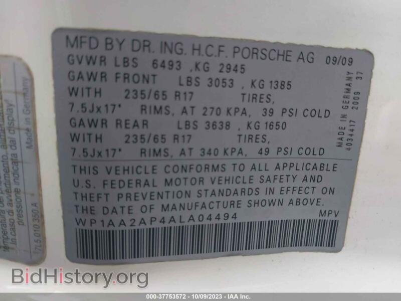 2010 Porsche CAYENNE (VIN WP1AA2AP4ALA04494) — фото 9 из 16