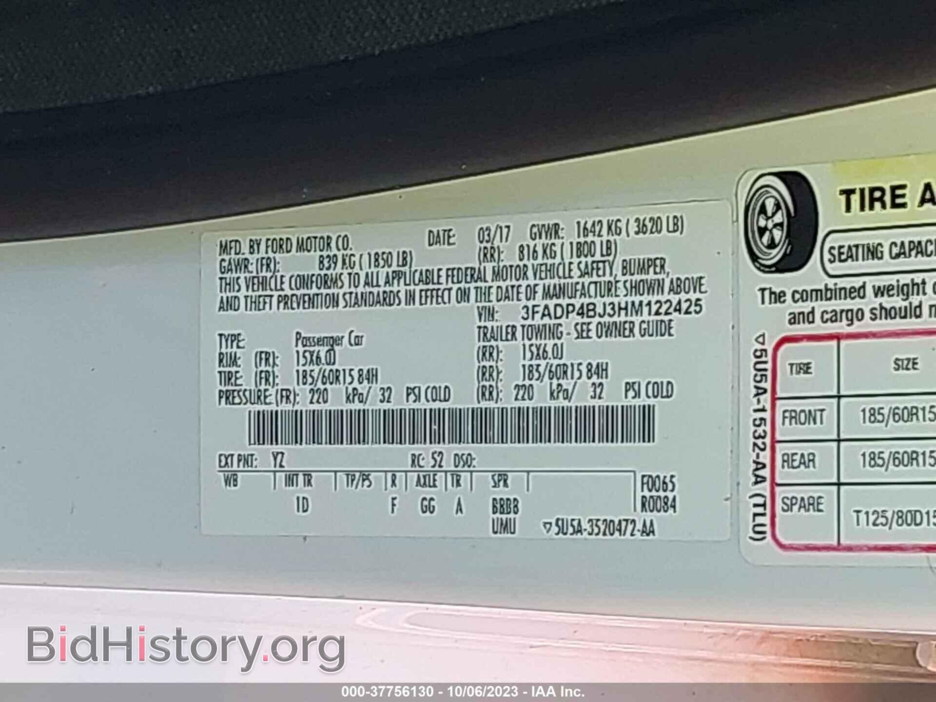 2017 FORD FIESTA - VIN: 3FADP4BJ3HM122425 - Фото 9