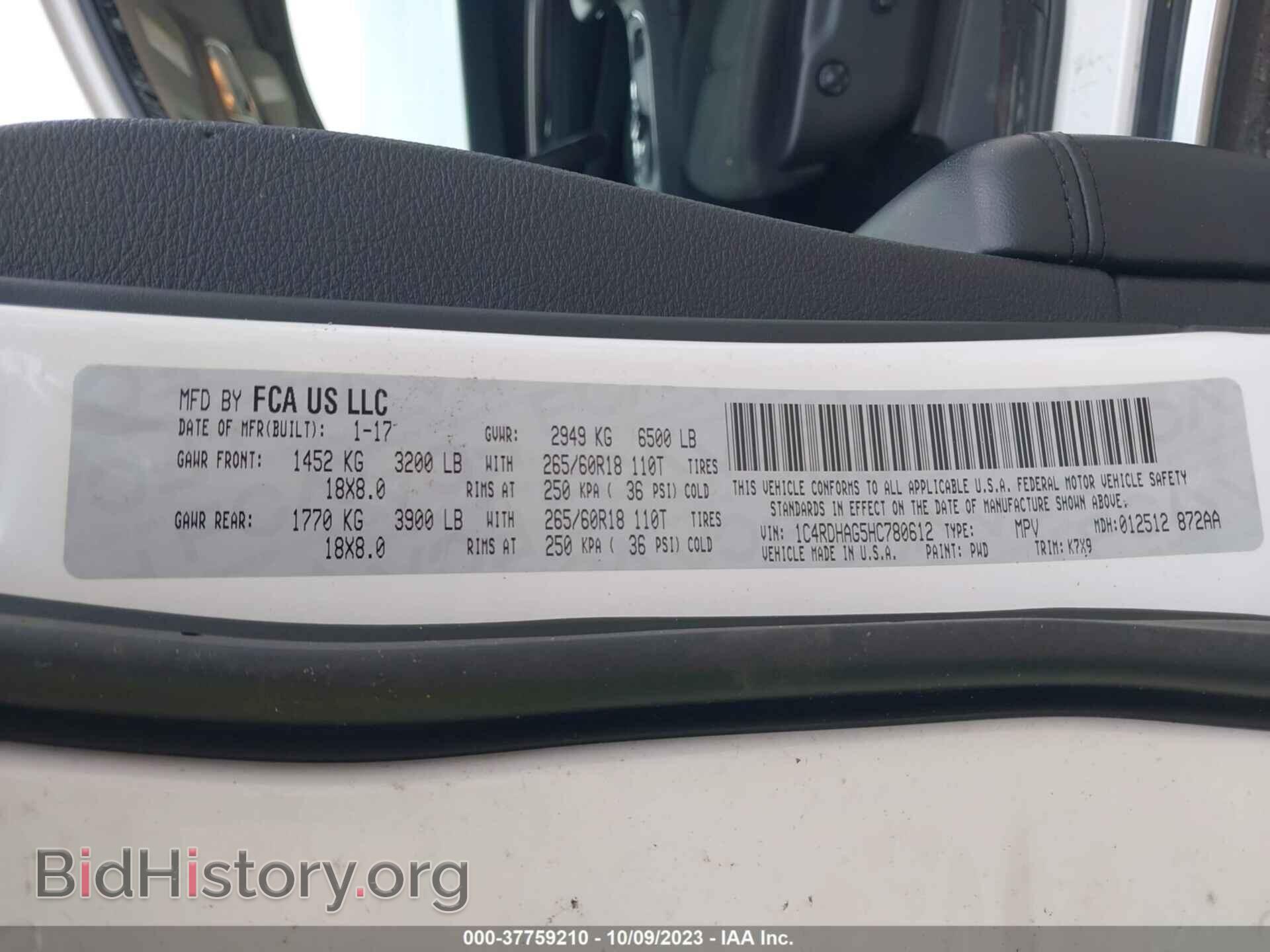 2017 DODGE DURANGO - VIN: 1C4RDHAG5HC780612 - Фото 9