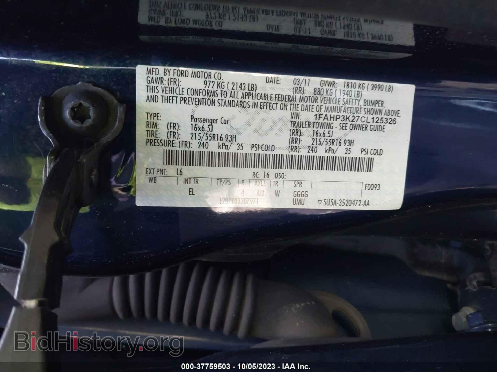 2012 FORD FOCUS - VIN: 1FAHP3K27CL125326 - Фото 9