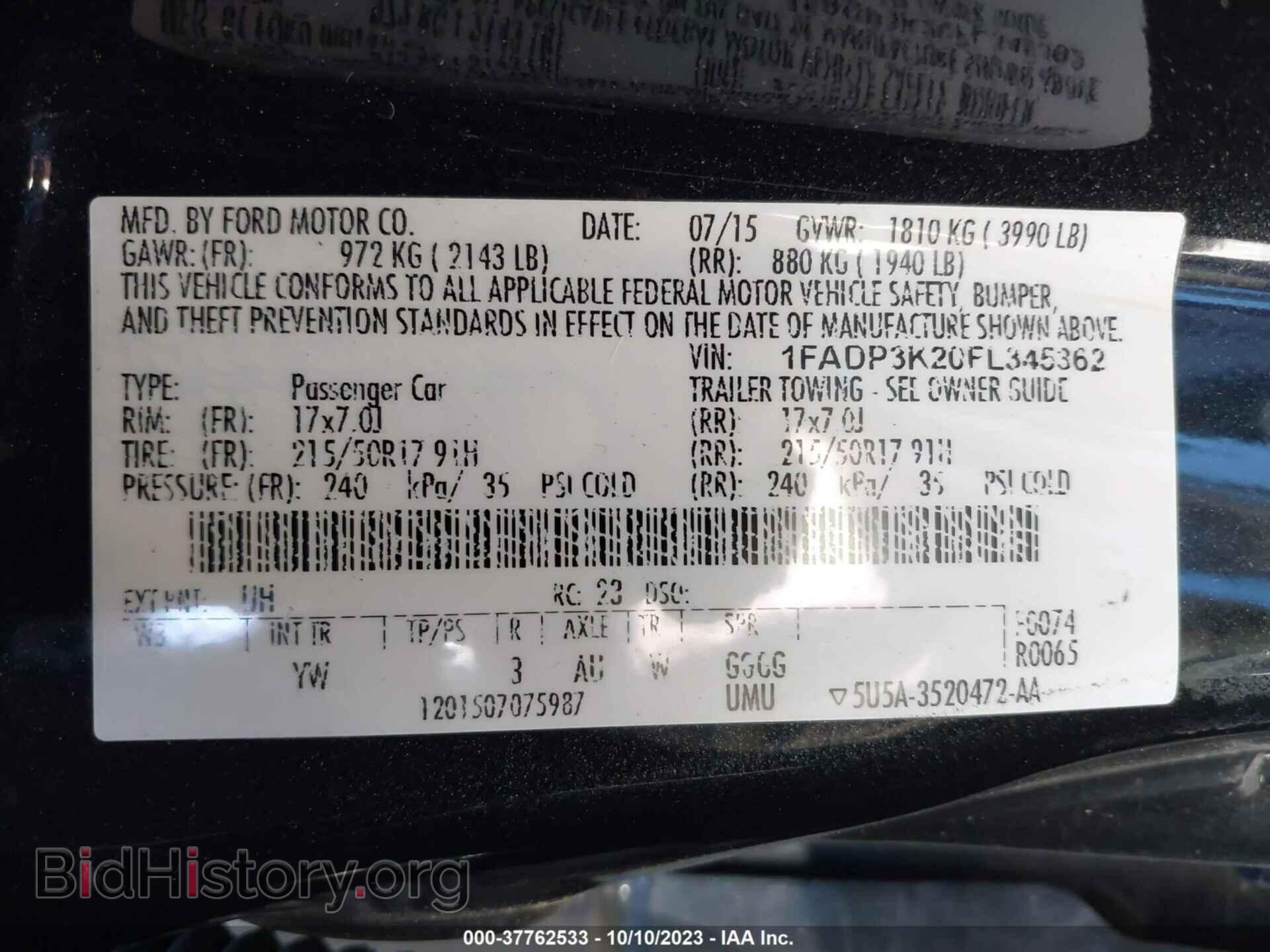 2015 FORD FOCUS - VIN: 1FADP3K20FL345362 - Фото 9