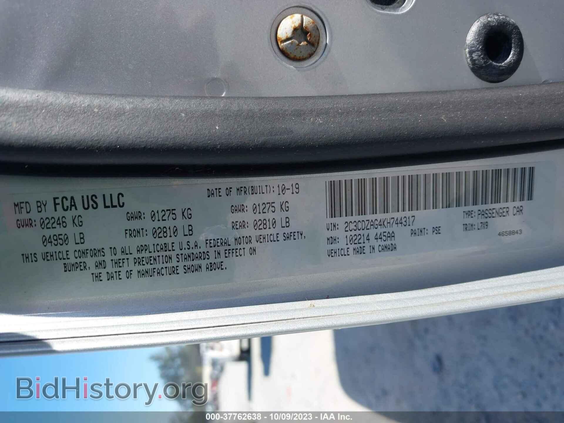 2019 DODGE CHALLENGER - VIN: 2C3CDZAG4KH744317 - Photo 9