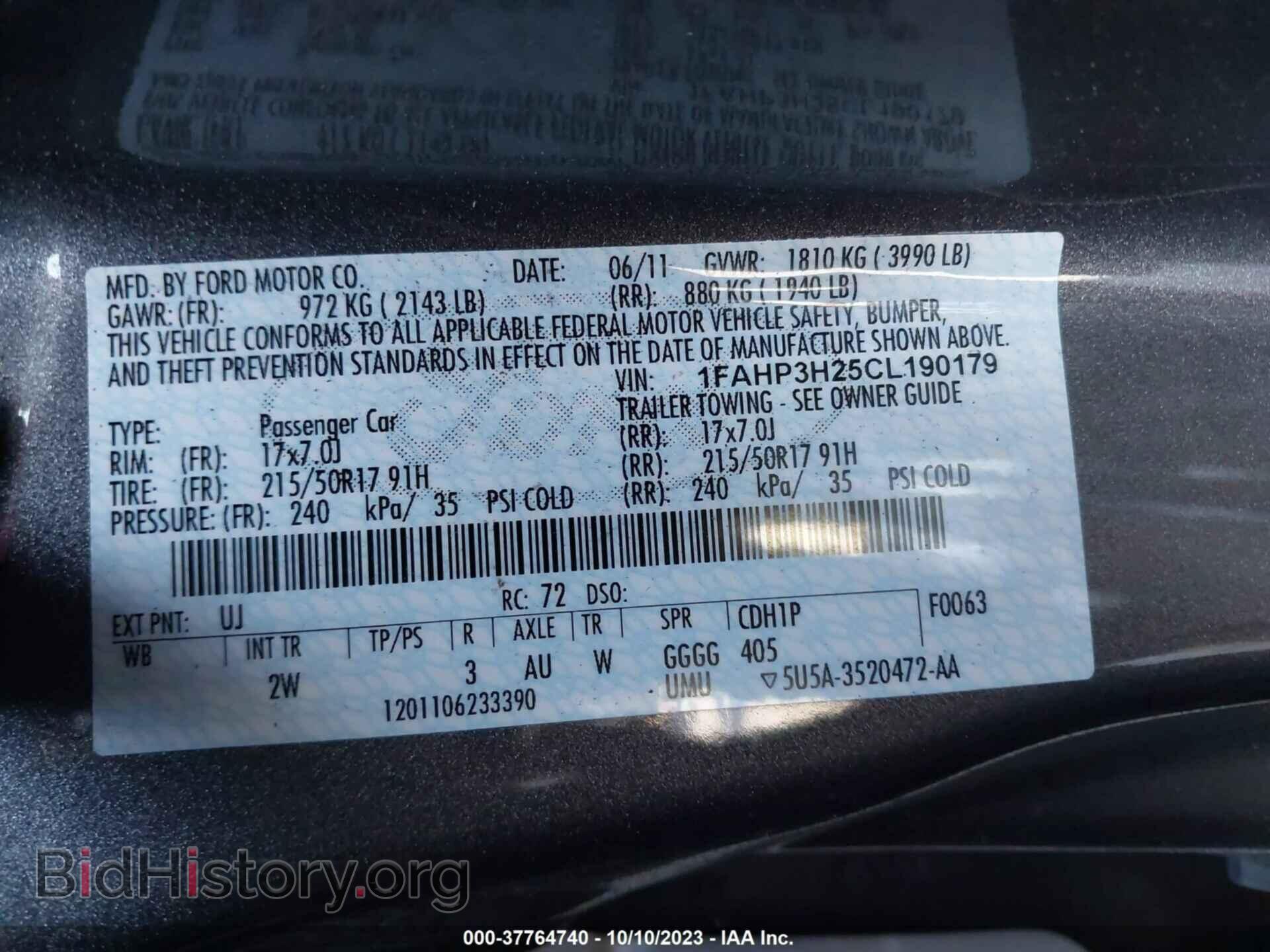 2012 FORD FOCUS - VIN: 1FAHP3H25CL190179 - Фото 9