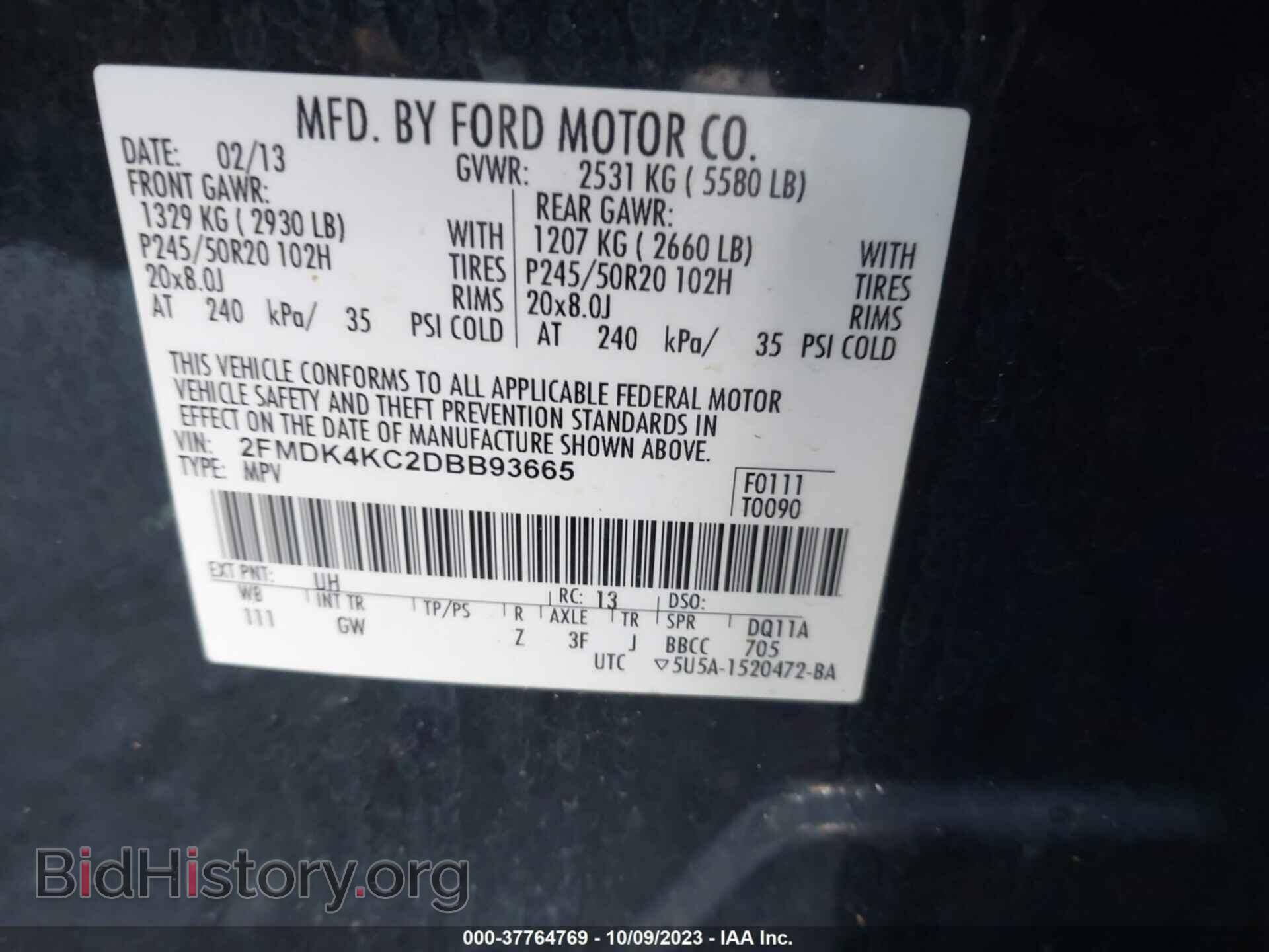 2013 FORD EDGE - VIN: 2FMDK4KC2DBB93665 - Photo 9