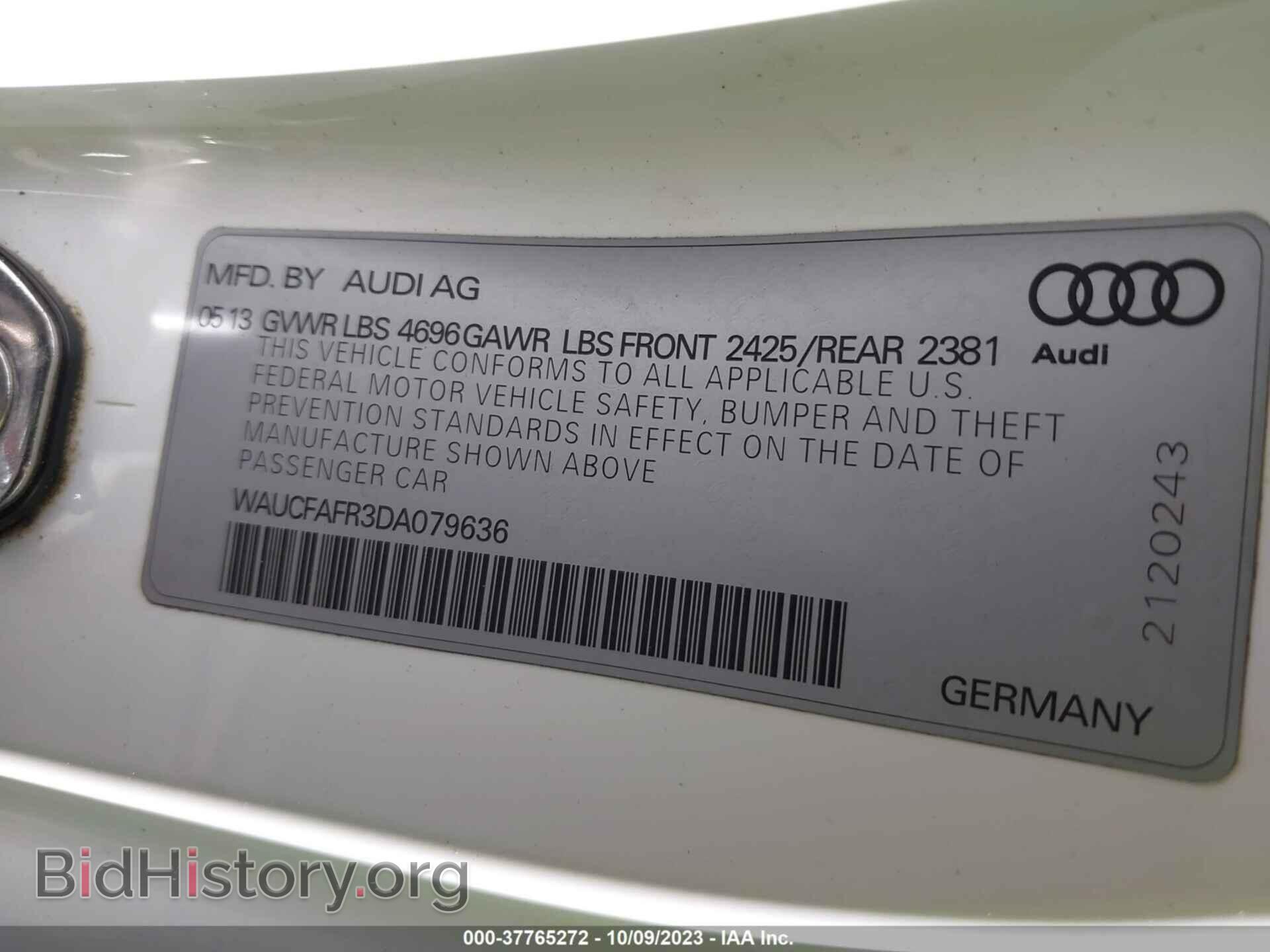 2013 AUDI A5 - VIN: WAUCFAFR3DA079636 - Фото 9