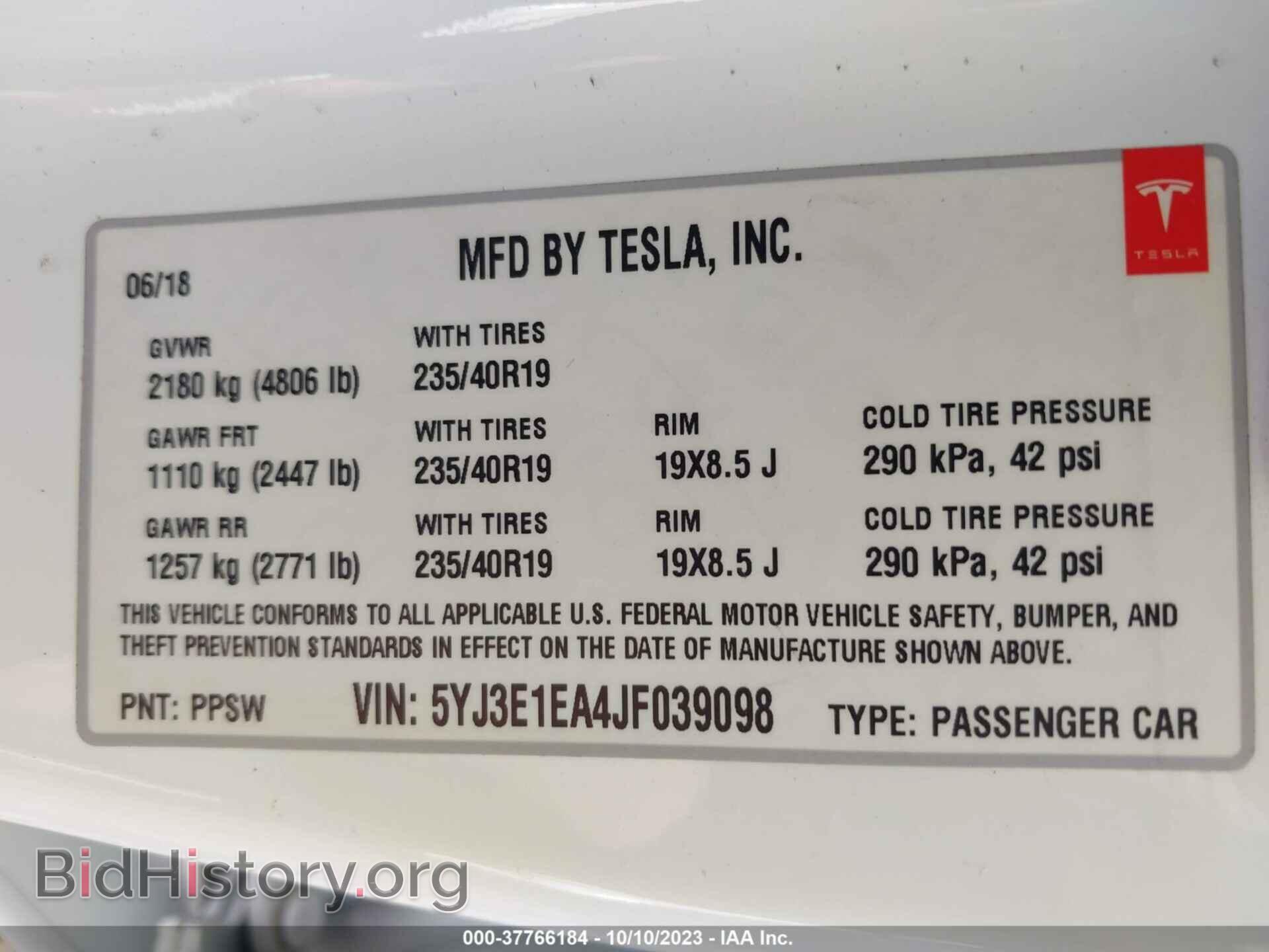 2018 TESLA MODEL 3 - VIN: 5YJ3E1EA4JF039098 - Photo 9