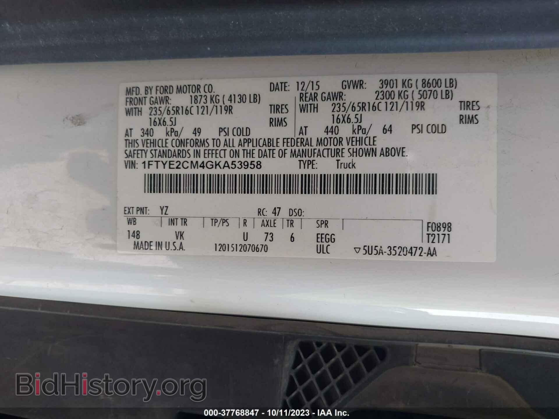 2016 FORD TRANSIT-150 - VIN: 1FTYE2CM4GKA53958 - Photo 9