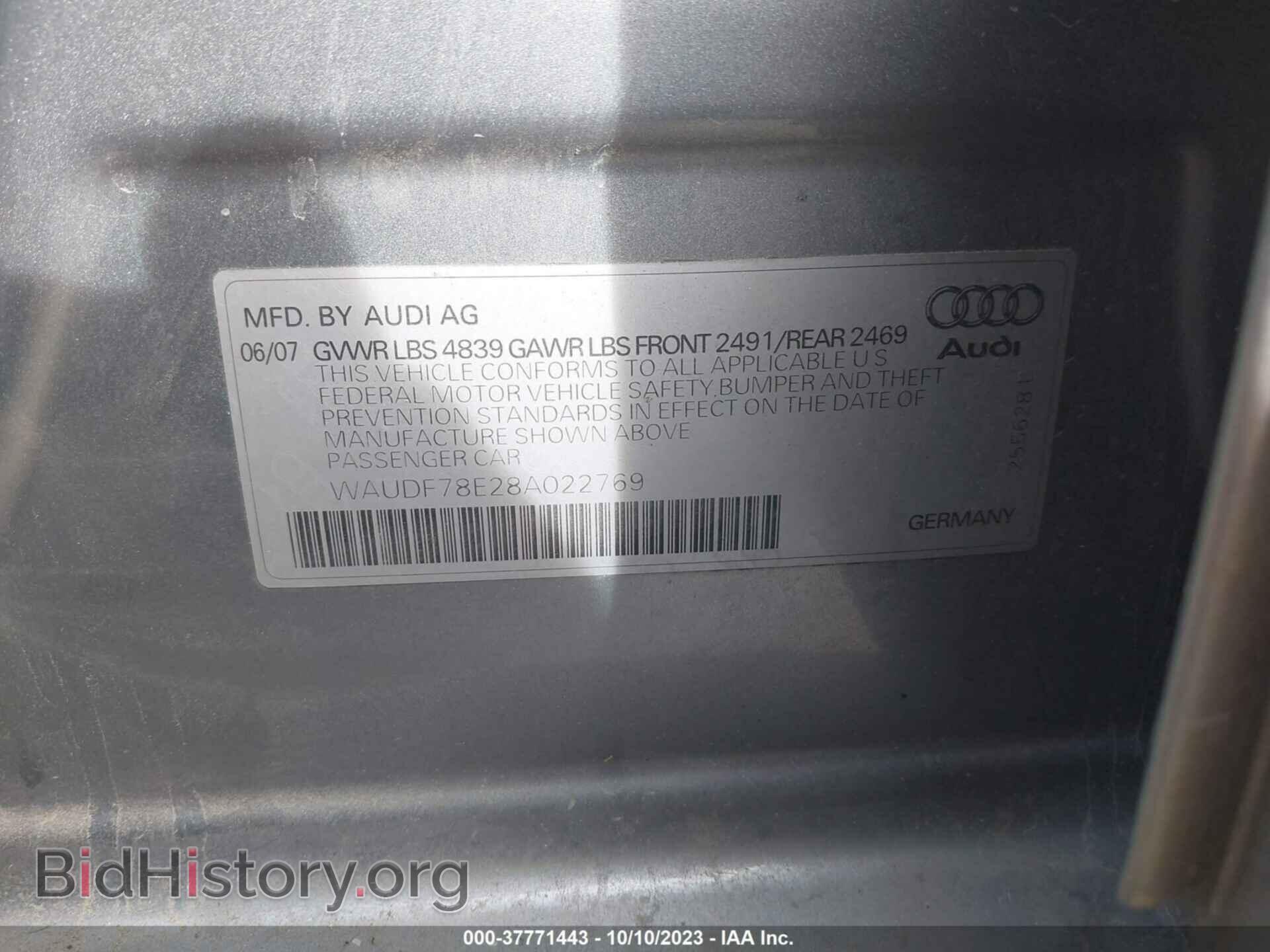 2008 AUDI A4 - VIN: WAUDF78E28A022769 - Photo 9