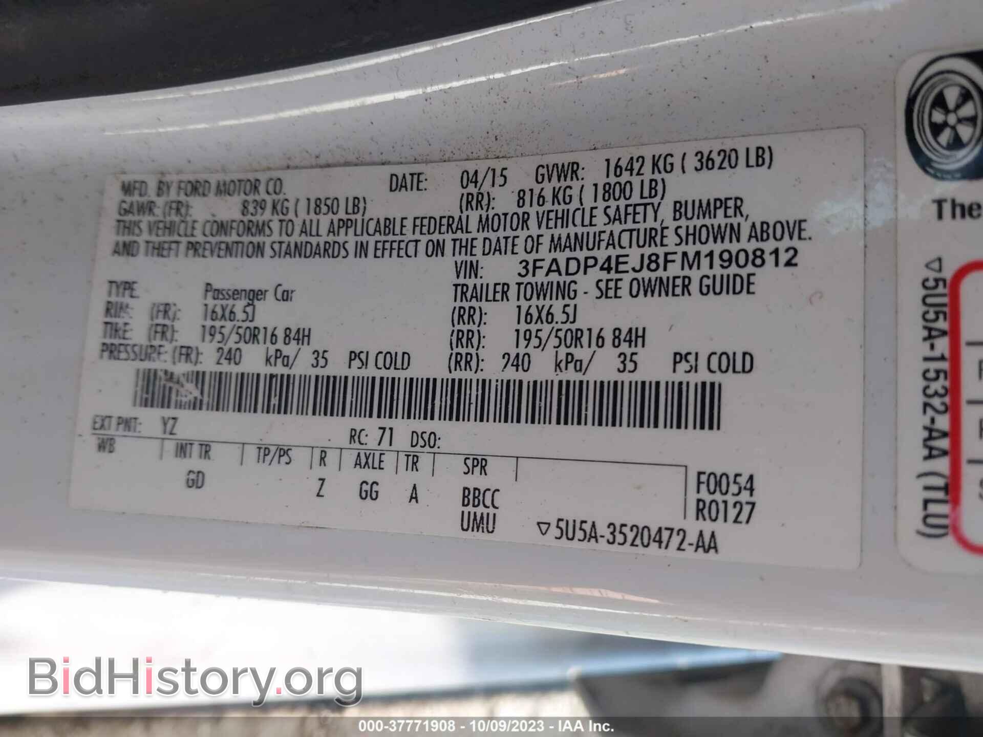 2015 FORD FIESTA - VIN: 3FADP4EJ8FM190812 - Фото 9