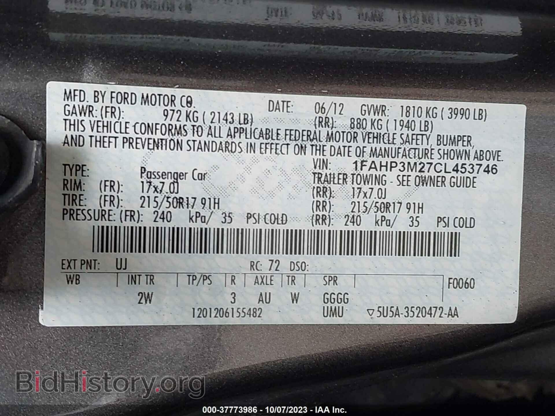 2012 FORD FOCUS - VIN: 1FAHP3M27CL453746 - Фото 9