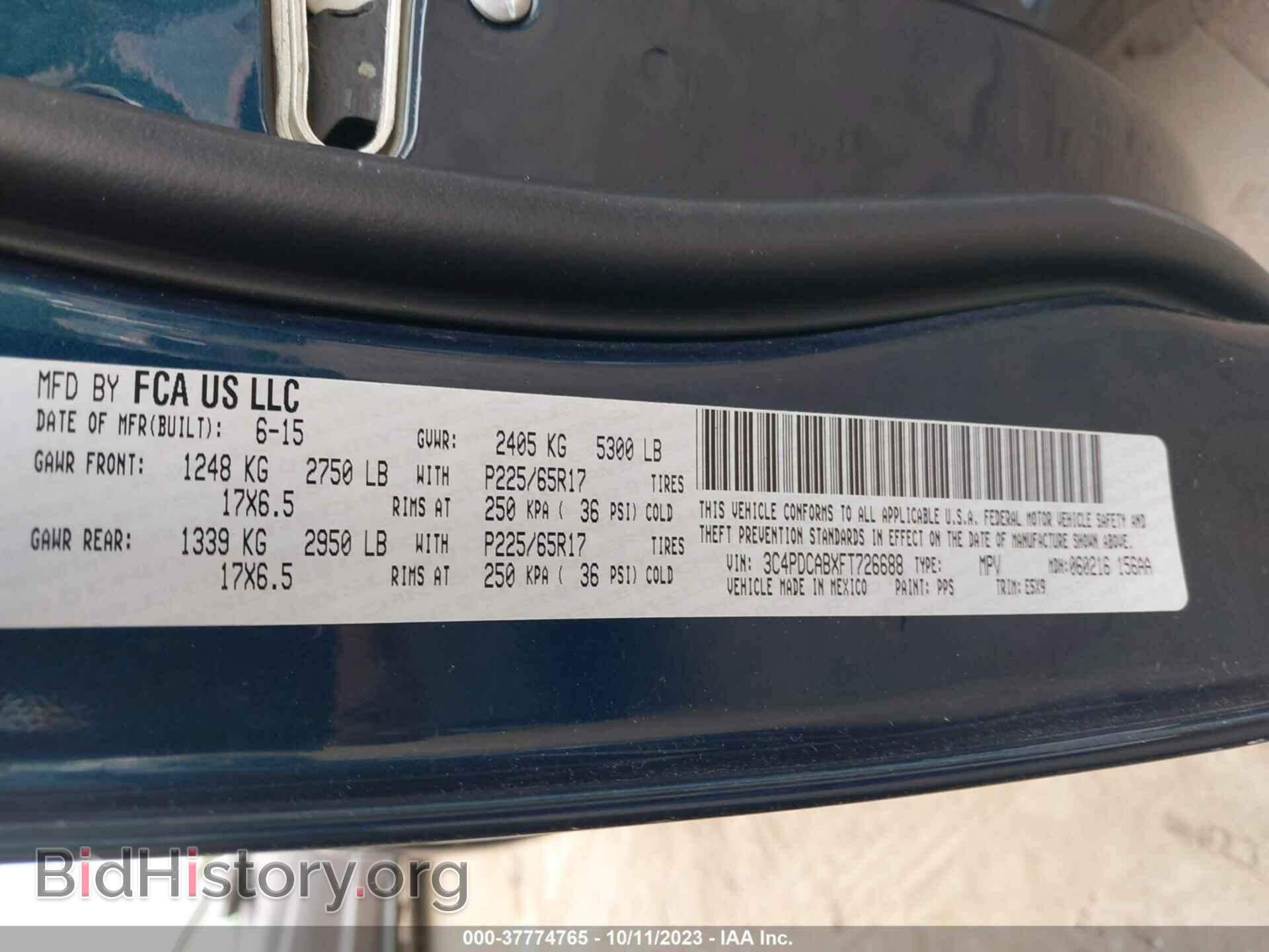 2015 DODGE JOURNEY - VIN: 3C4PDCABXFT726688 - Фото 9